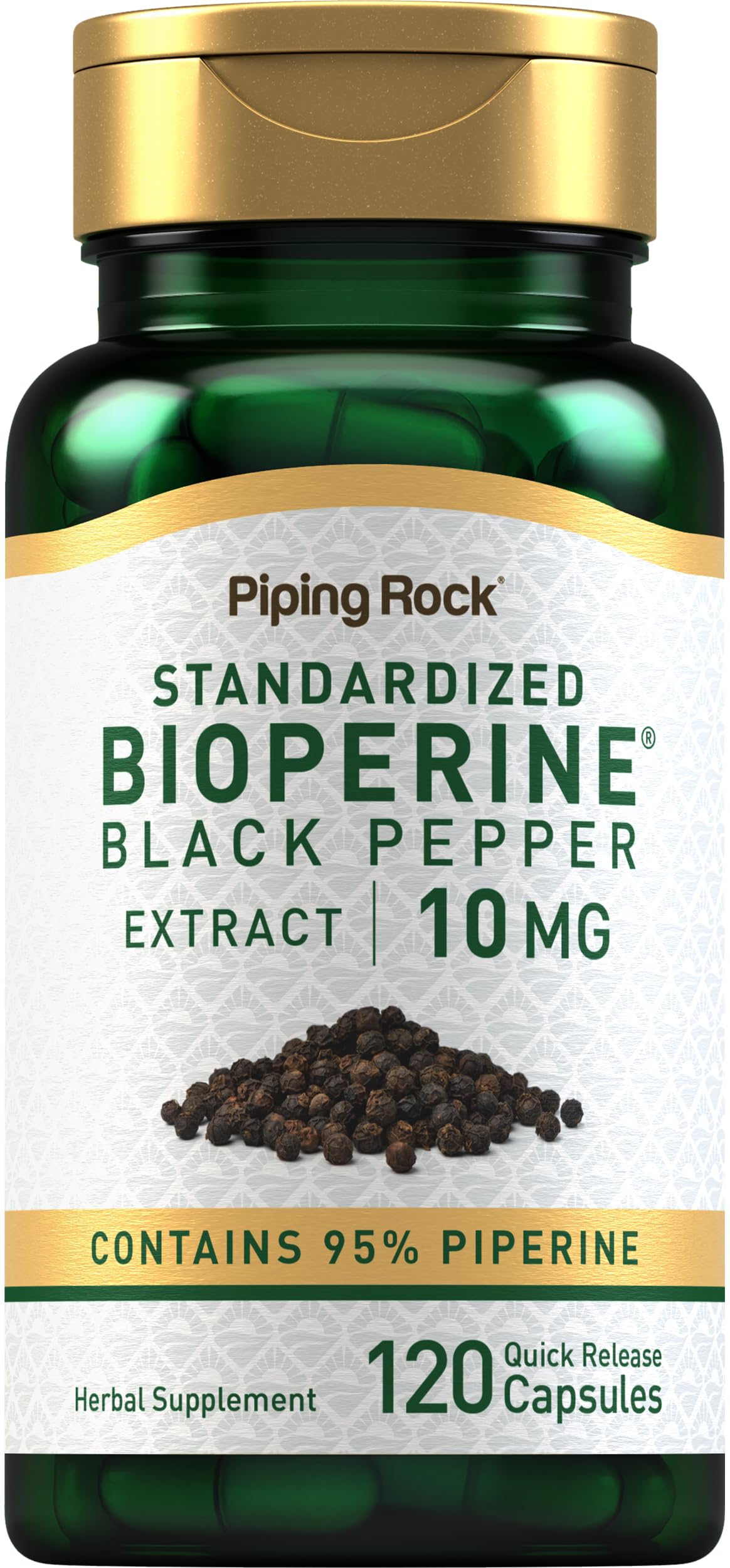 Piping Rock Bioperine Supplement 10mg Capsule, 120 Count, Gluten Free, Non-GMO