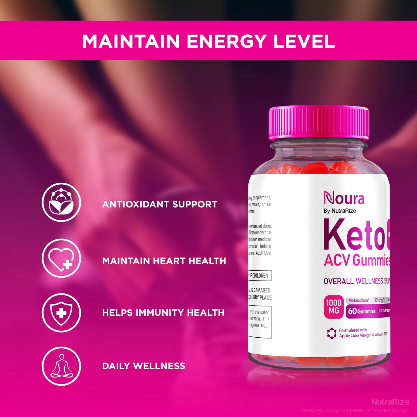 NutraRize Noura Keto + ACV Gummies, 120 Gummies