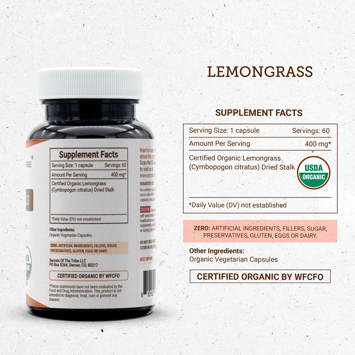 Secrets of the Tribe Lemongrass Capsules 60 Count