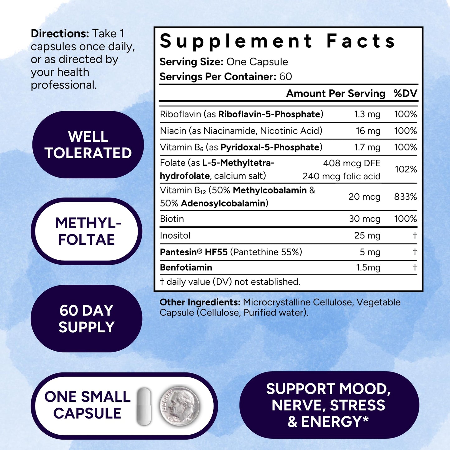 Potent Nutri Low Dose B-Complex Capsule, 60 Count