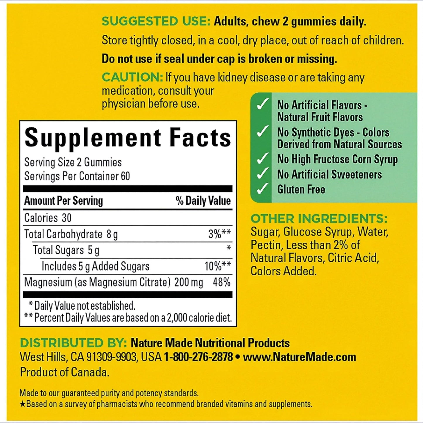 Nature Made High Absorption Magnesium Citrate 200 mg Gummies, 120 Count