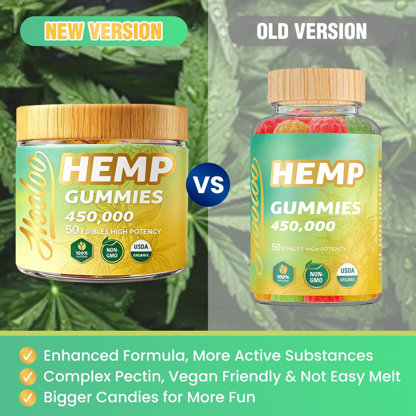 HOOLOO Hemp Gummies, 100 Count