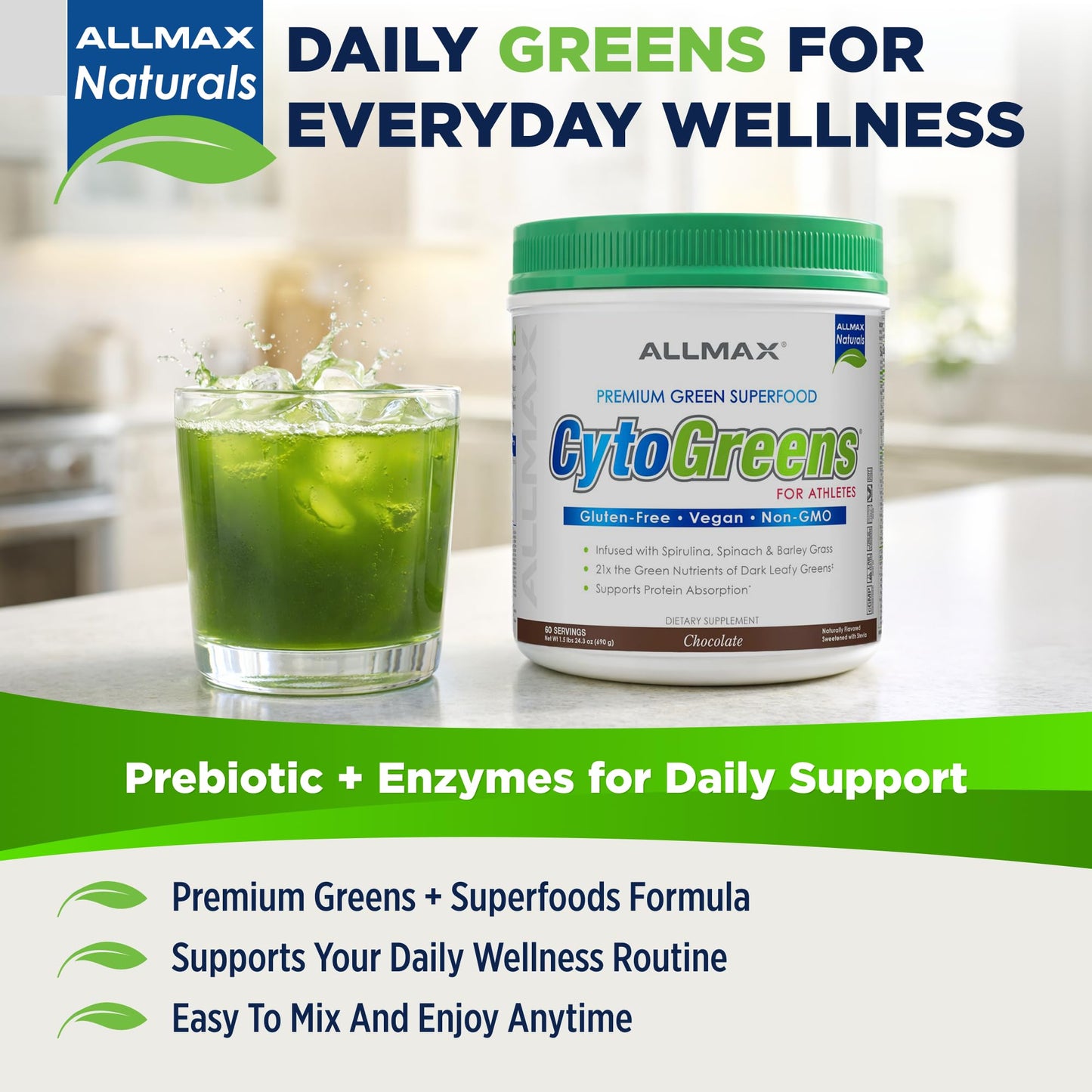 ALLMAX CytoGreens Super Greens Powder, 24.3 oz