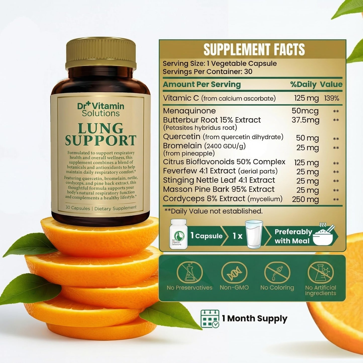 DR VITAMIN SOLUTIONS Lung Detox for Smokers, Mullein Leaf Extract, 10-in-1 Cleanse for Lungs Capsule, 30 Capsules