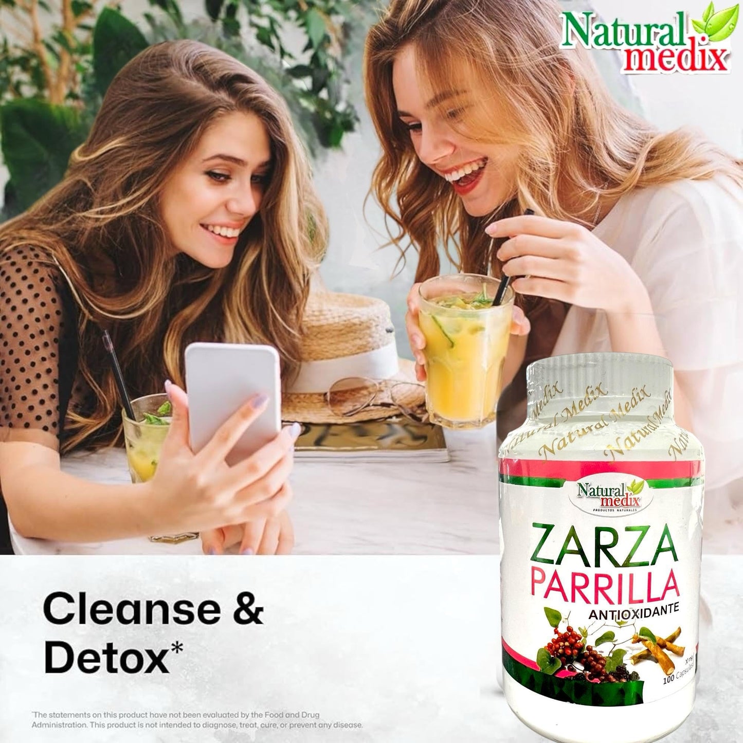 Natural medix Zarzaparrilla Premium Natural Detox Supplement Herbal Blend from Peru 1 Capsule