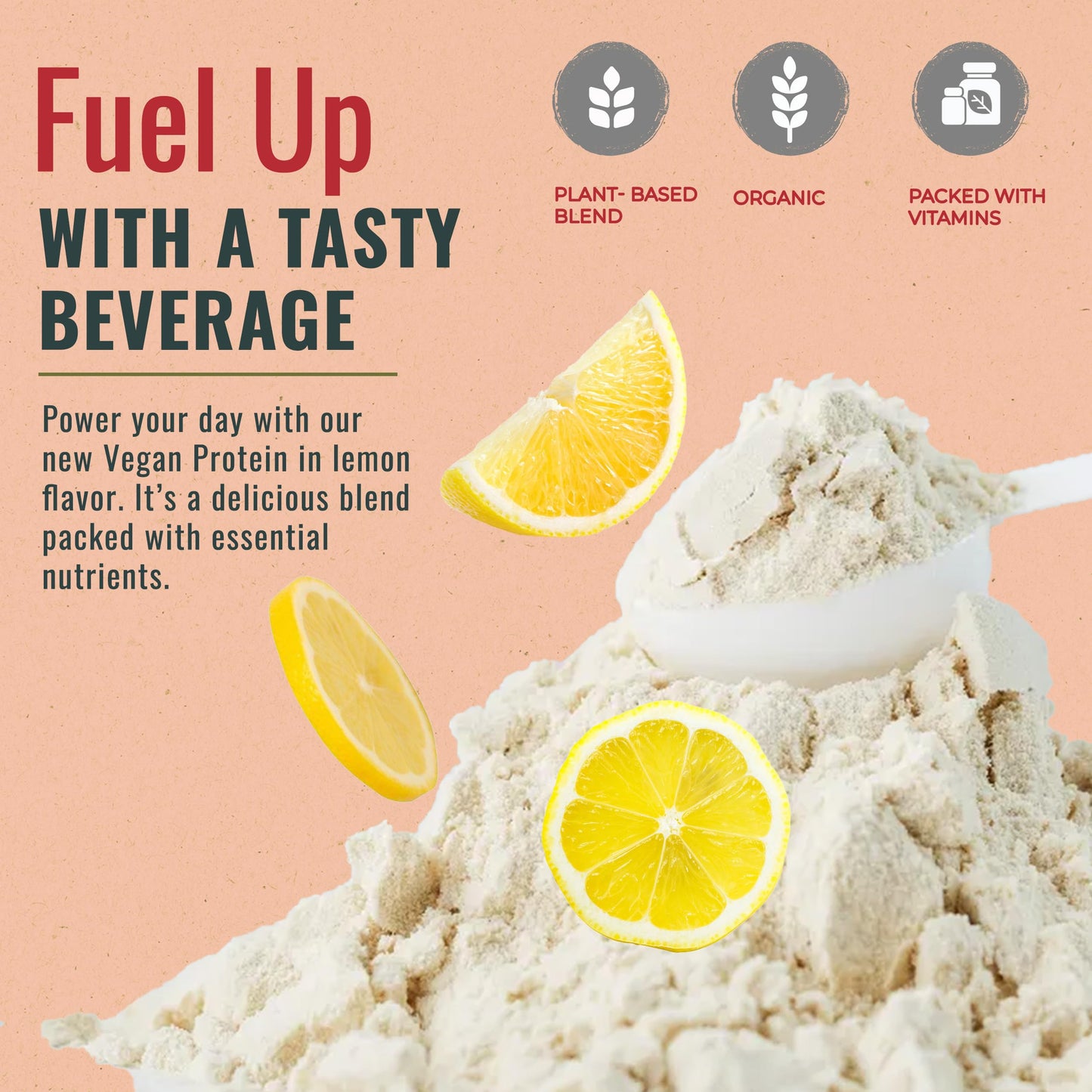 zenbodi Fuel Vegan Pea Protein Powder Lemon, 32 Servings, 2 lb