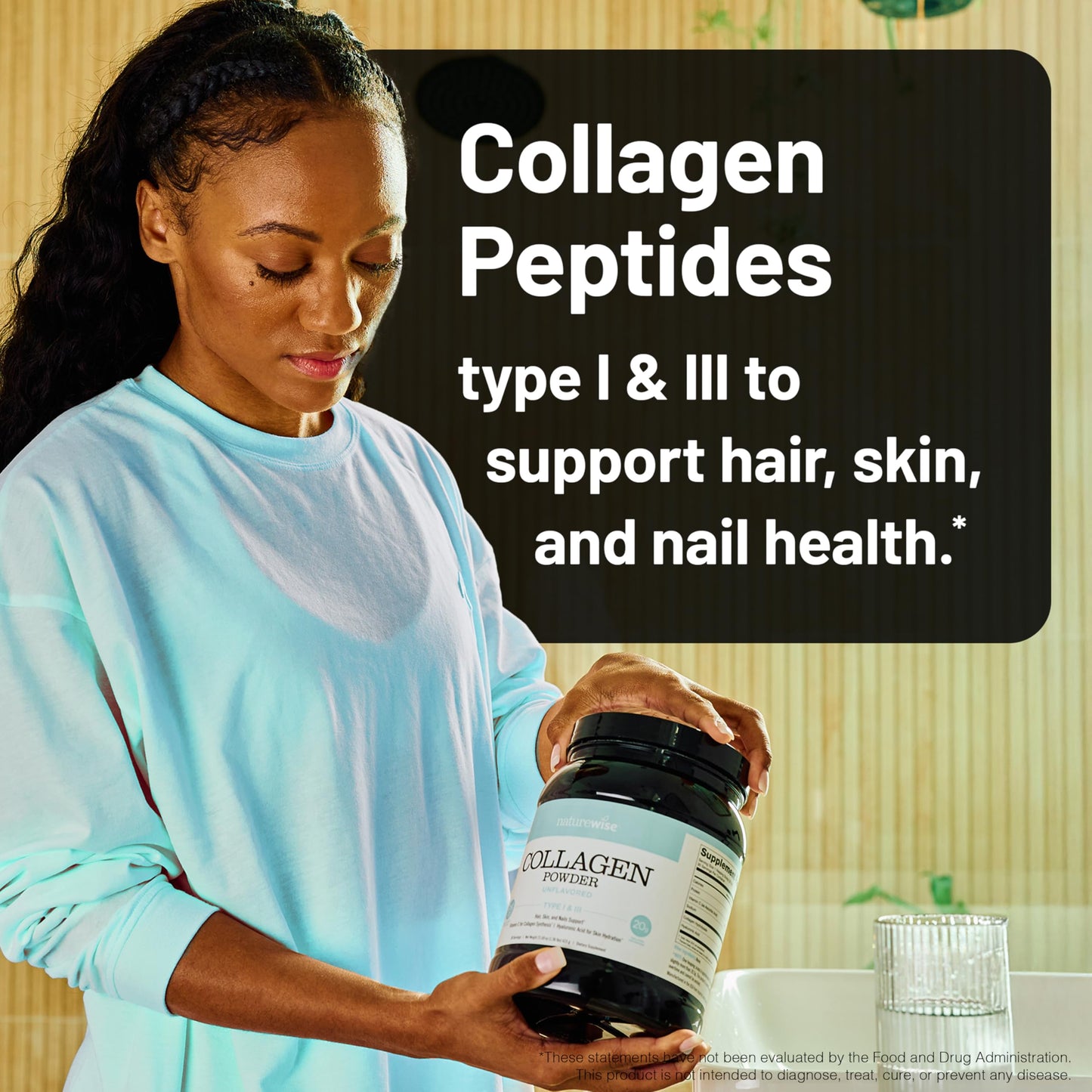 NatureWise Collagen Peptides Powder with Hyaluronic Acid and Vitamin C - Unflavored Collagen Peptides for Women & Men - Type I & III for Hair, Skin & Nails - Sugar, Gluten & Dairy Free - 30 Servings