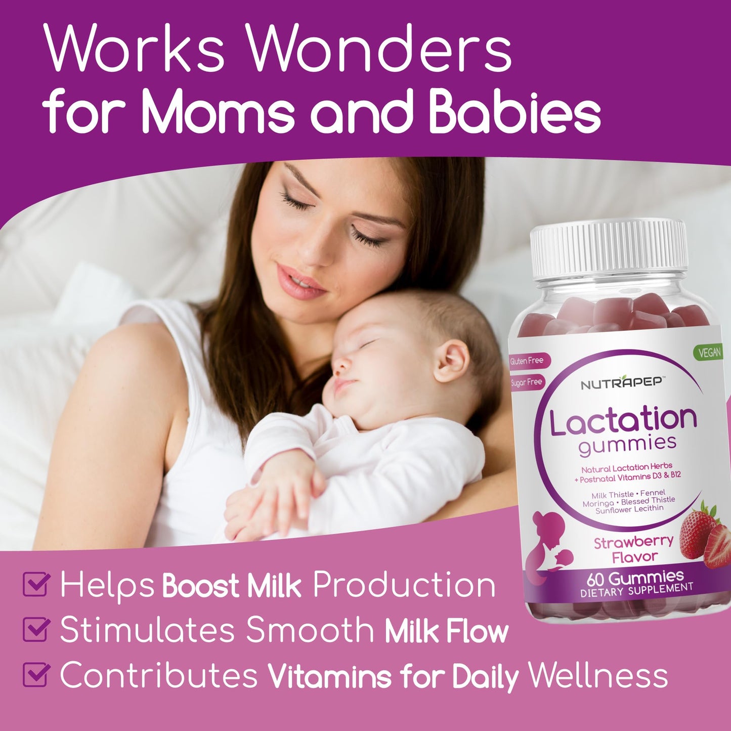 NutraPep Lactation and Postnatal Support Gummies, 60 Count