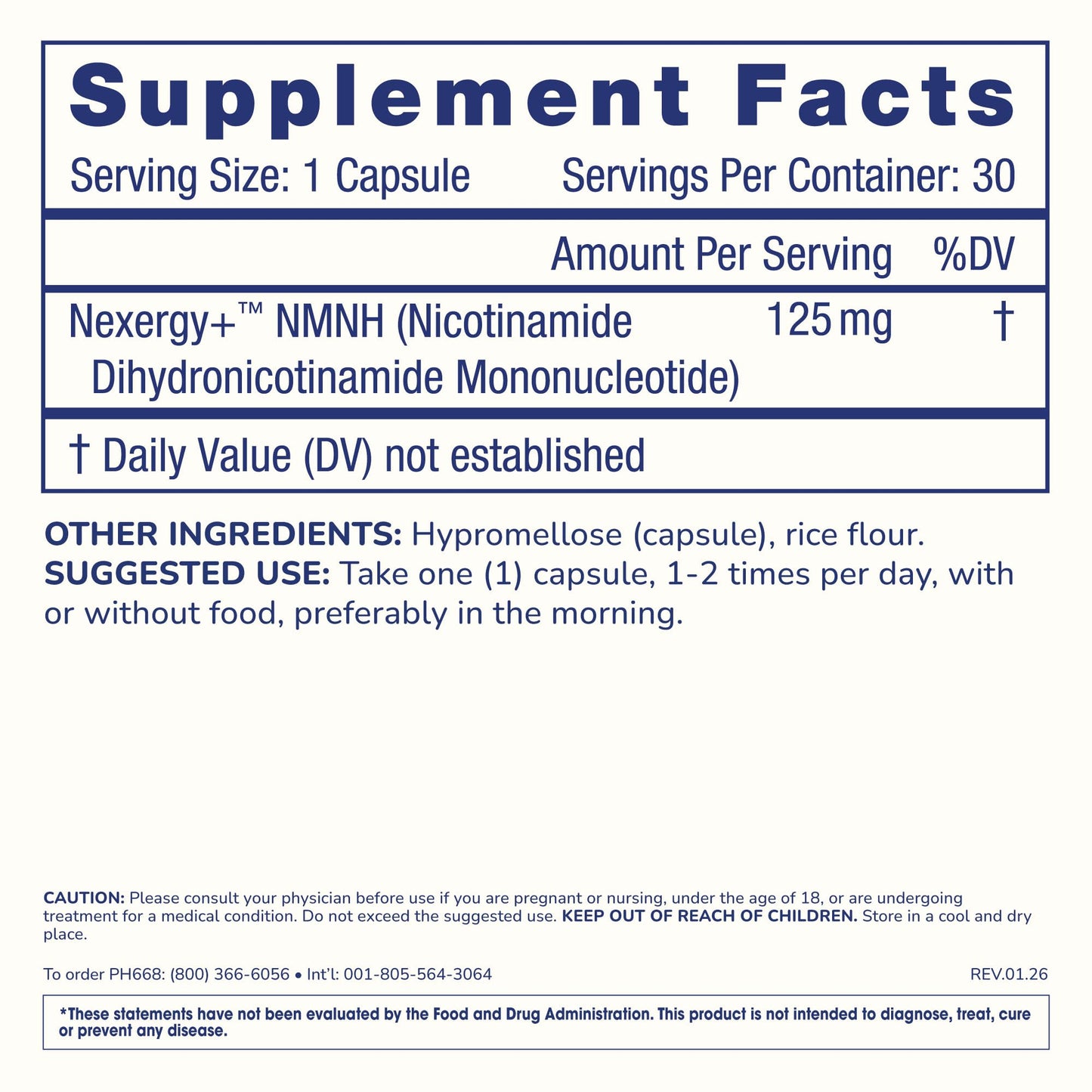 ProHealth NMNH 125 NAD+ Precursor 30 Capsules
