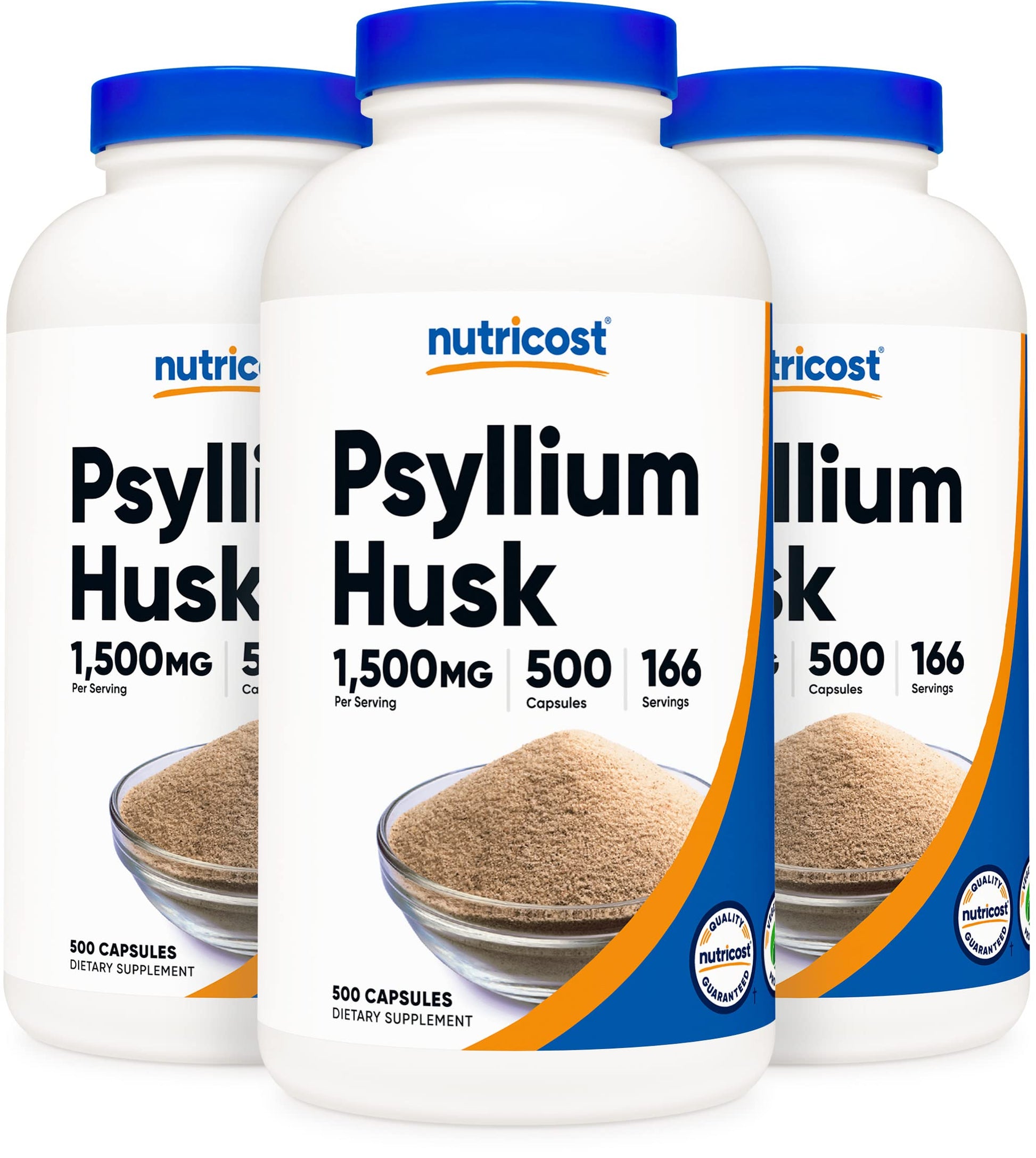 Nutricost Psyllium Husk 1500mg Capsule, 500 Capsules, Pack of 3