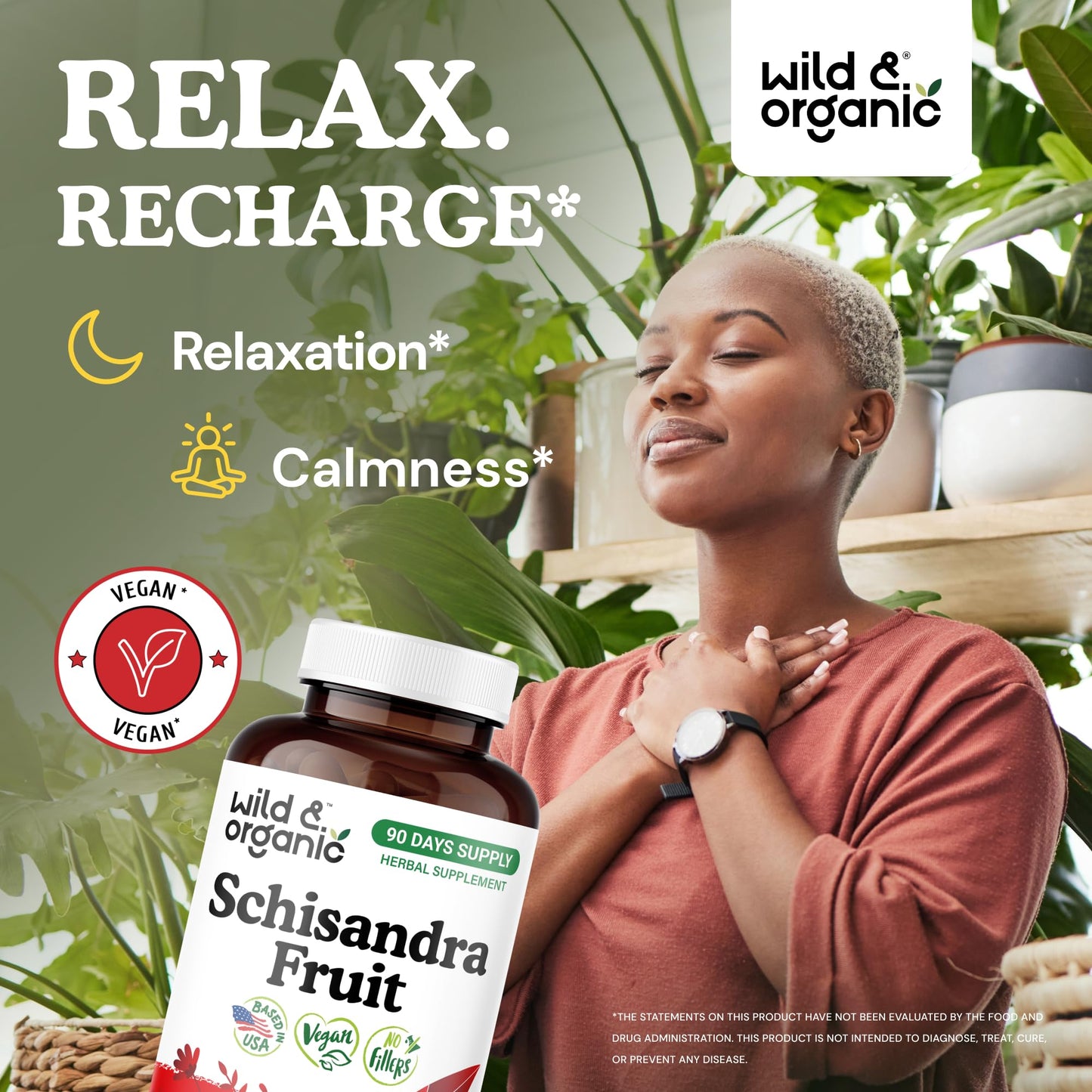 Wild & Organic Schisandra Capsules 1000 mg Mood Support 180 Count