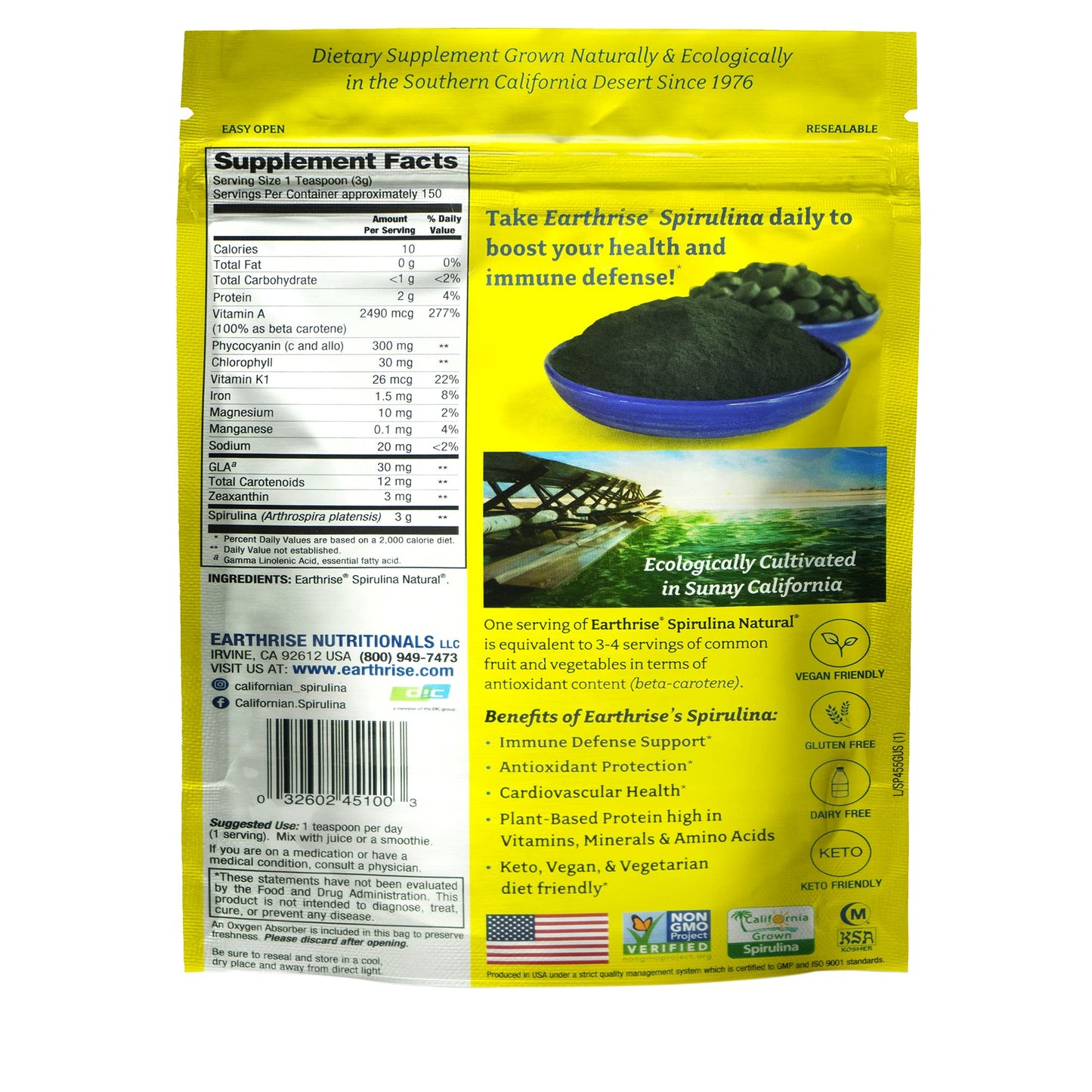 Earthrise Spirulina Natural Powder 16 oz