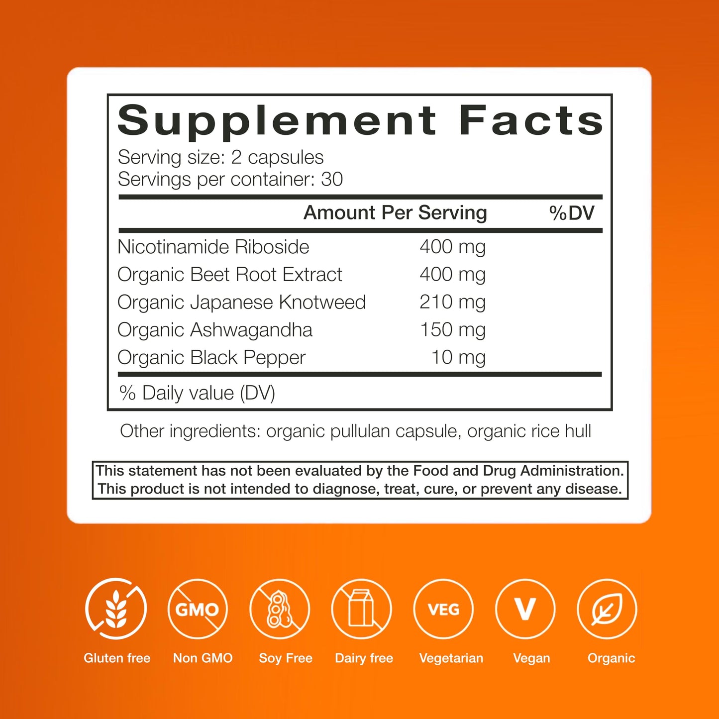 Coreganic Clean NAD+ Support – 400mg Nicotinamide Riboside (NR) with Organic Resveratrol, Ashwagandha & Beet Root – Daily Energy & Healthy Aging, 60 Vegan Capsules