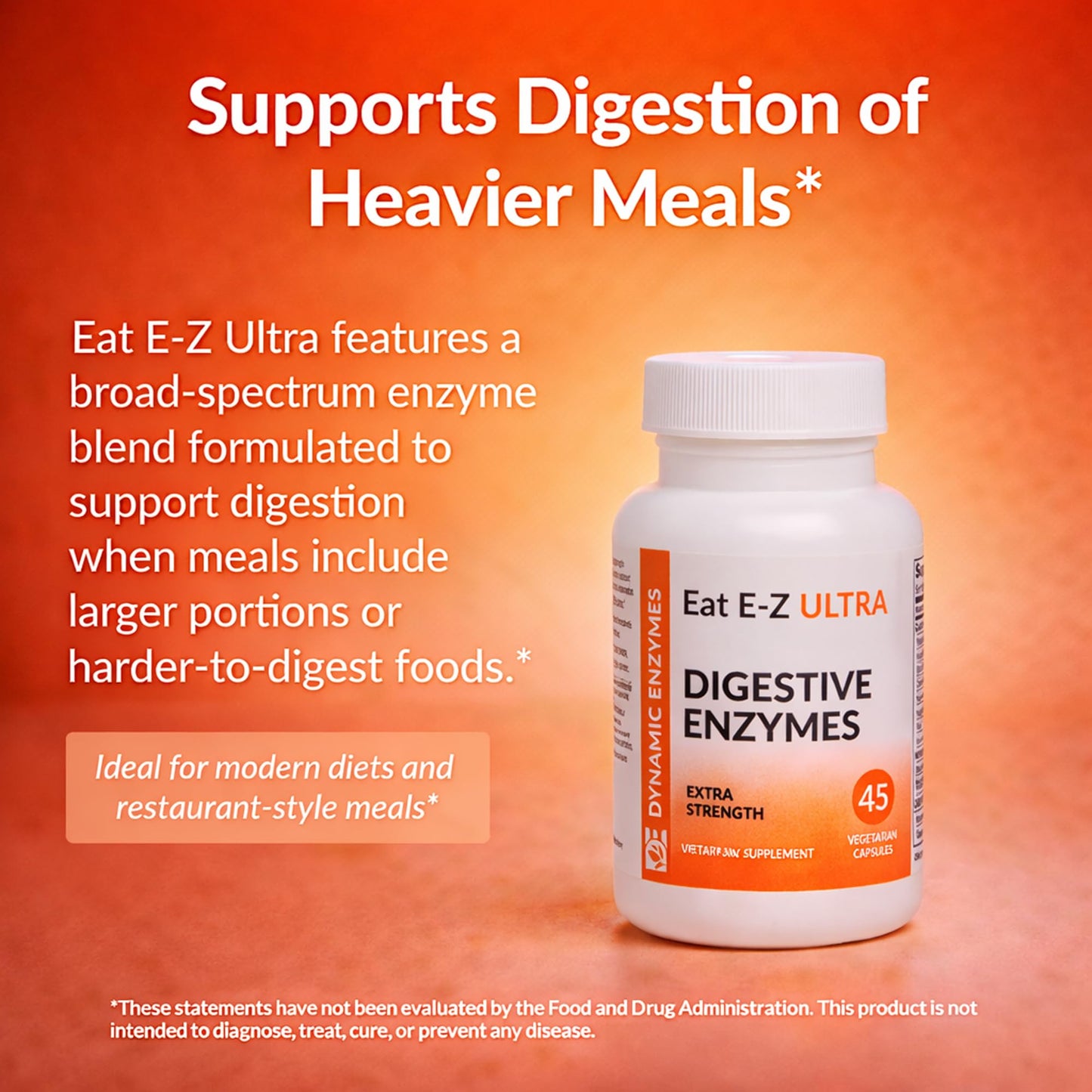 Dynamic Enzymes Eat E-Z Ultra Advanced Digestive Enzyme Supplement 45 Capsules