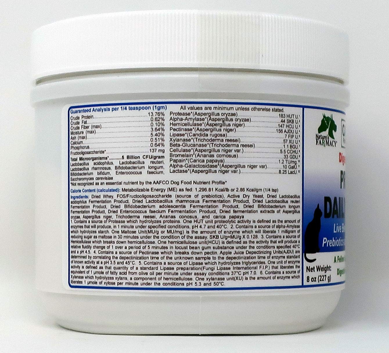 CATZYMES Probiotic Daily Balance Prebiotics, Enzymes 5 Billion CFU Powder, 8 Ounce