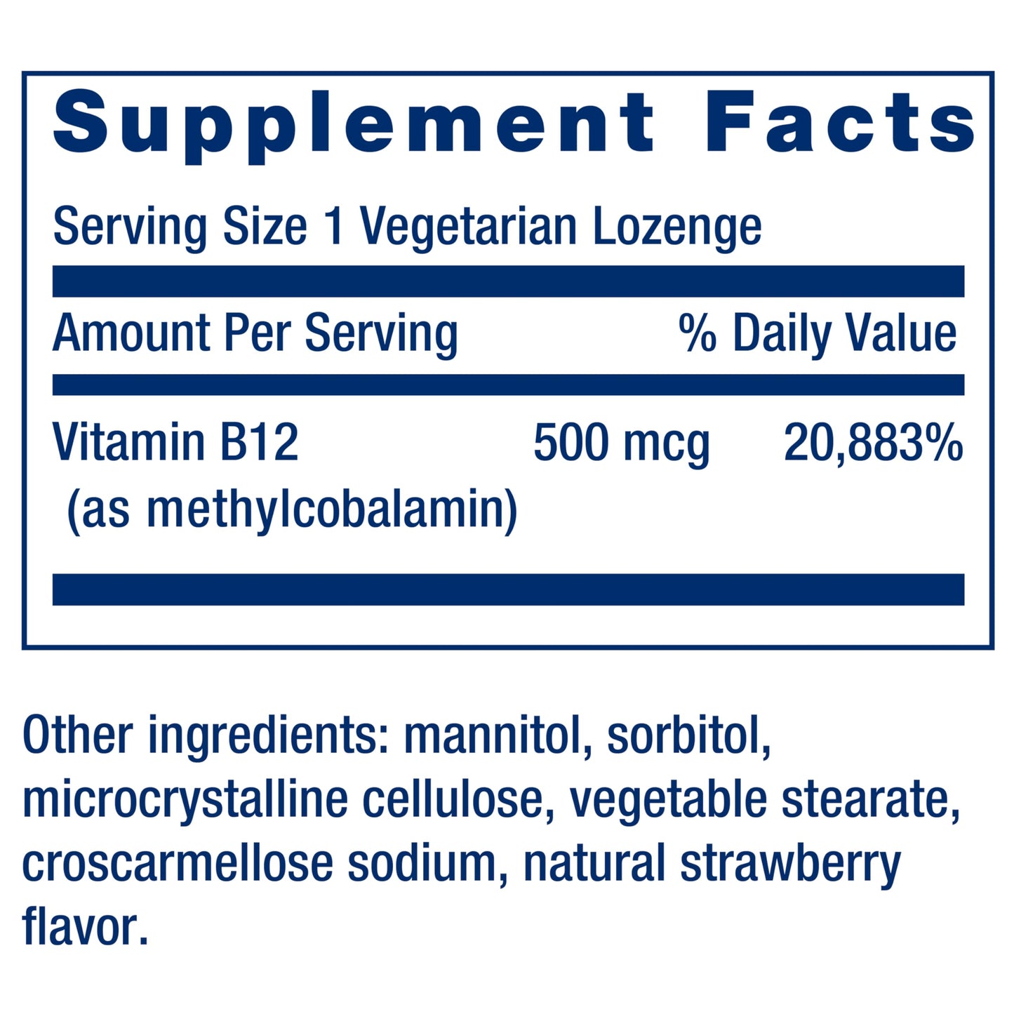 Life Extension Vitamin B12 Methylcobalamin 500mcg Lozenges, 100 Count