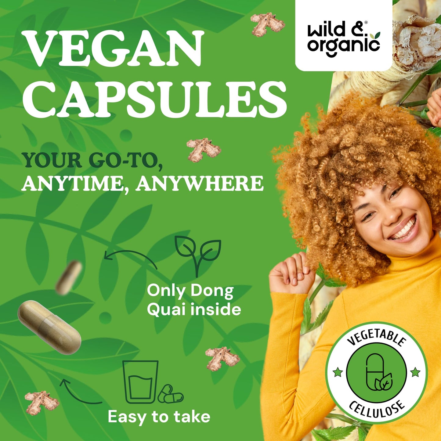Wild & Organic Dong Quai Capsules 1000 mg, 120 Count