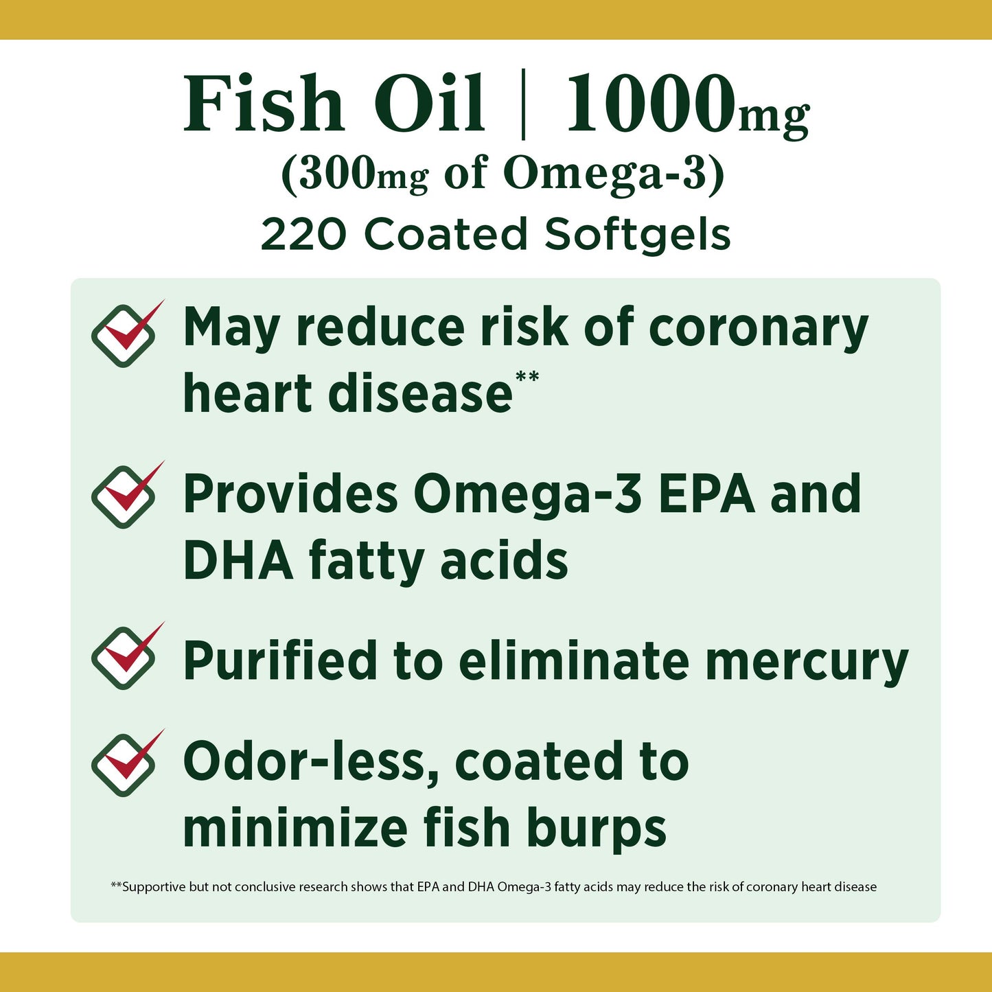 Nature's Bounty Fish Oil 1000 mg Softgels, 220 Count