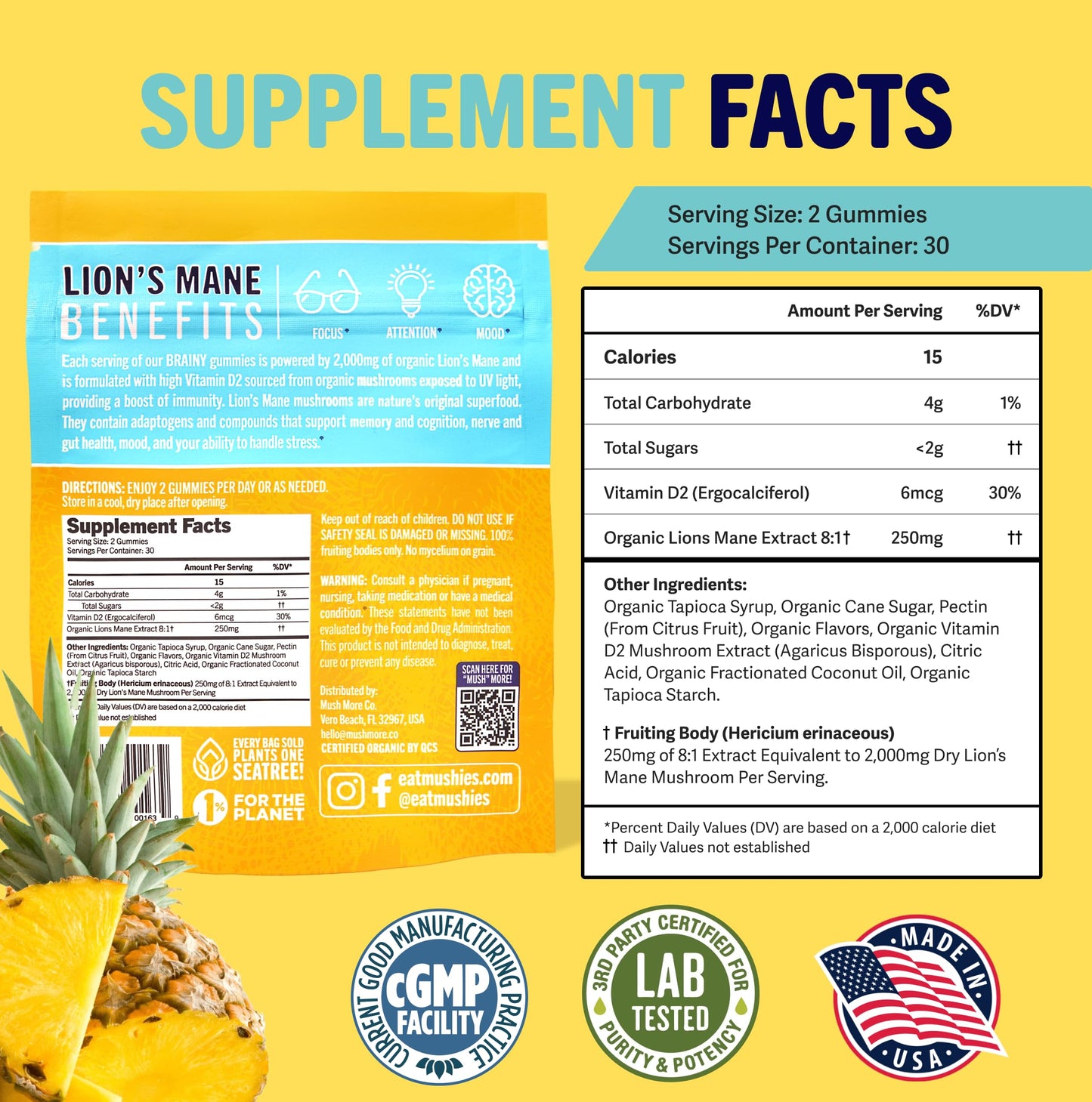 Mushie Lion's Mane Mushroom Gummies, 60 Count
