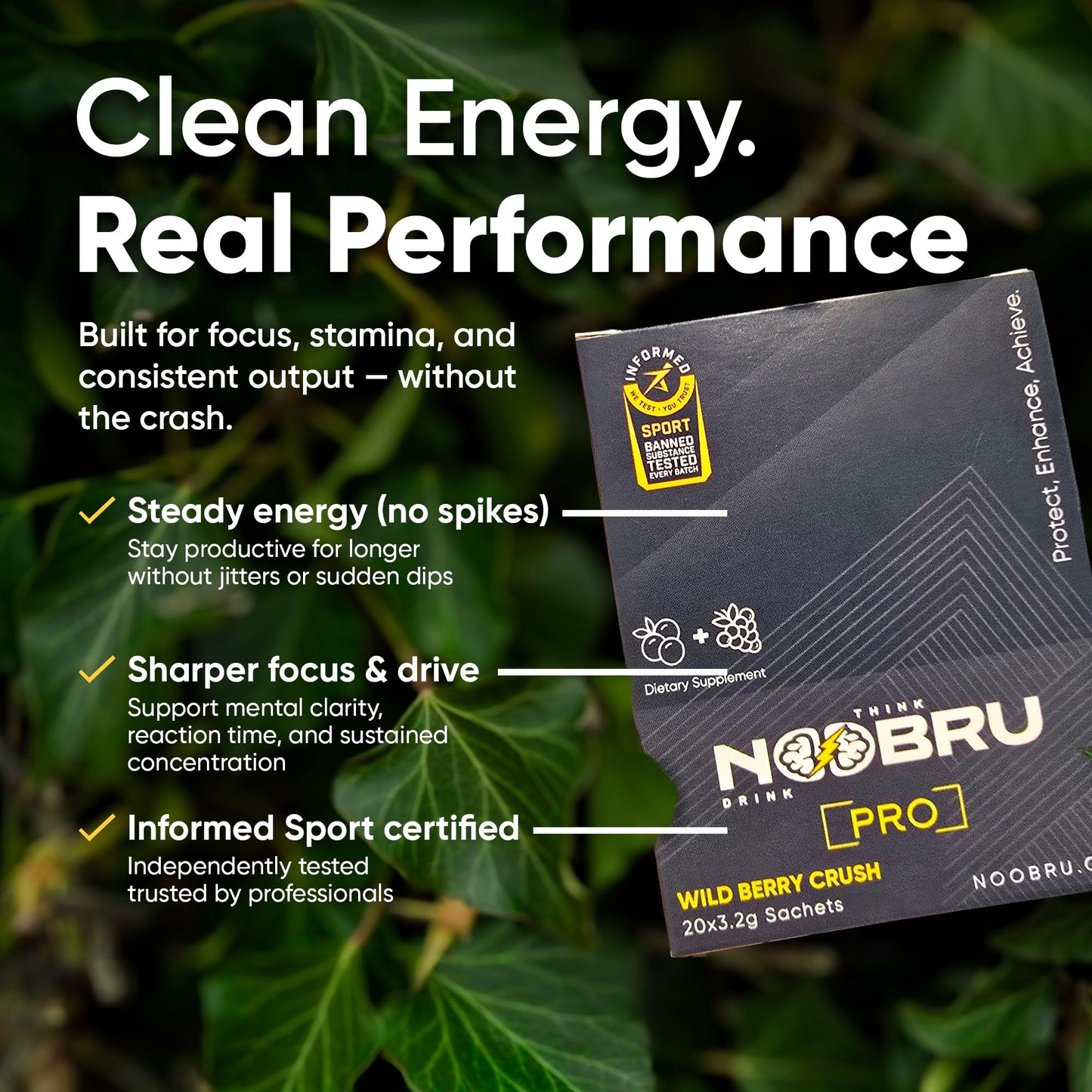 Noobru Pro Brain & Nootropic Supplement Powder, 20 Servings