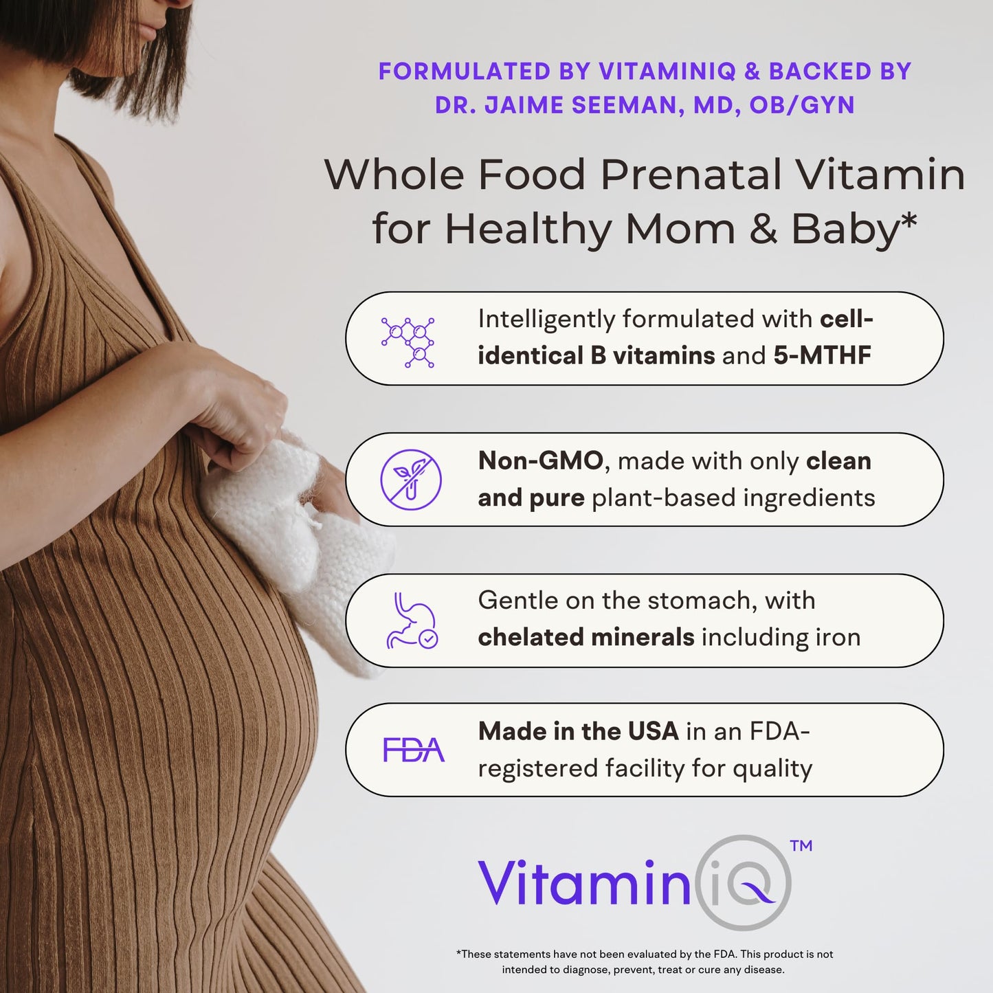 VitaminIQ Whole Food Prenatal Vitamins Capsules 120 Count