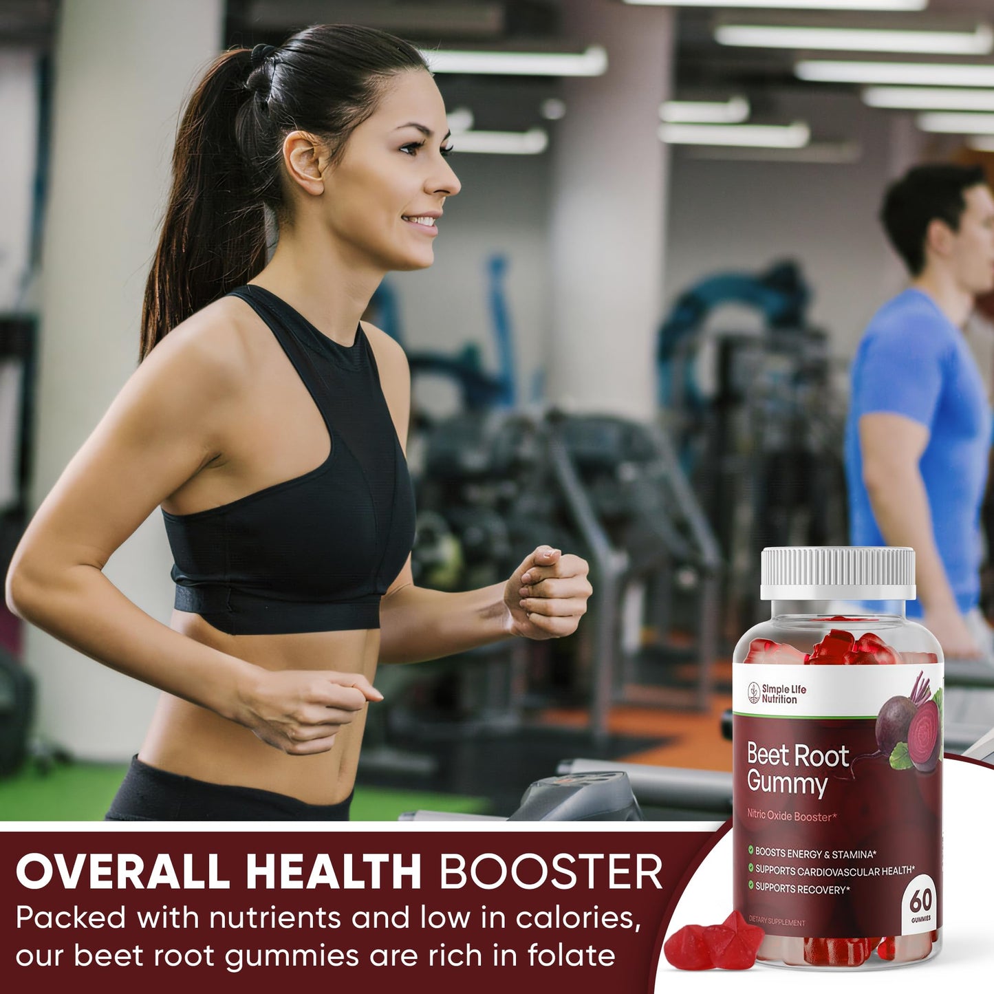 Simple Life Nutrition Organic Beet Root Gummies Nitric Oxide Booster for Men & Women 60 Gummies
