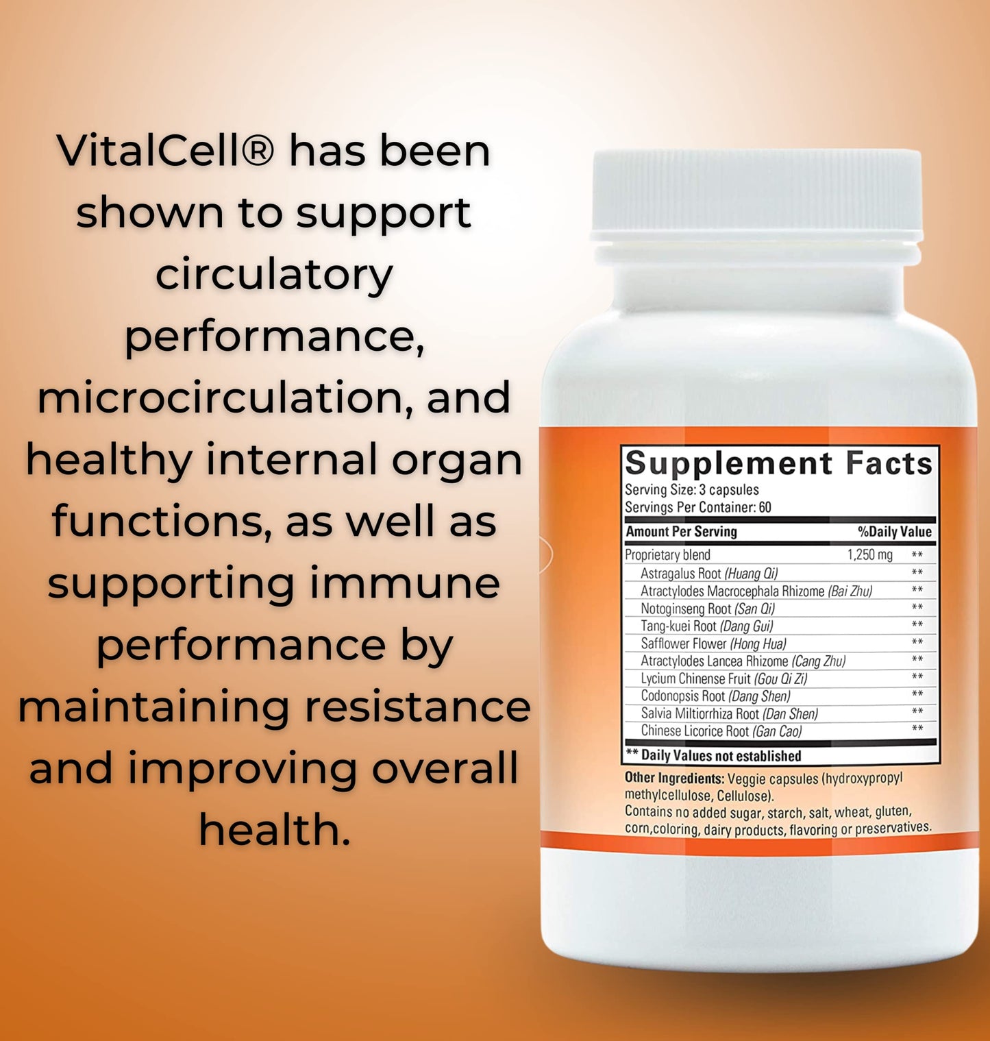 Tango Vital Cell Natural Anti-Aging Supplement for Men and Women Capsules 180