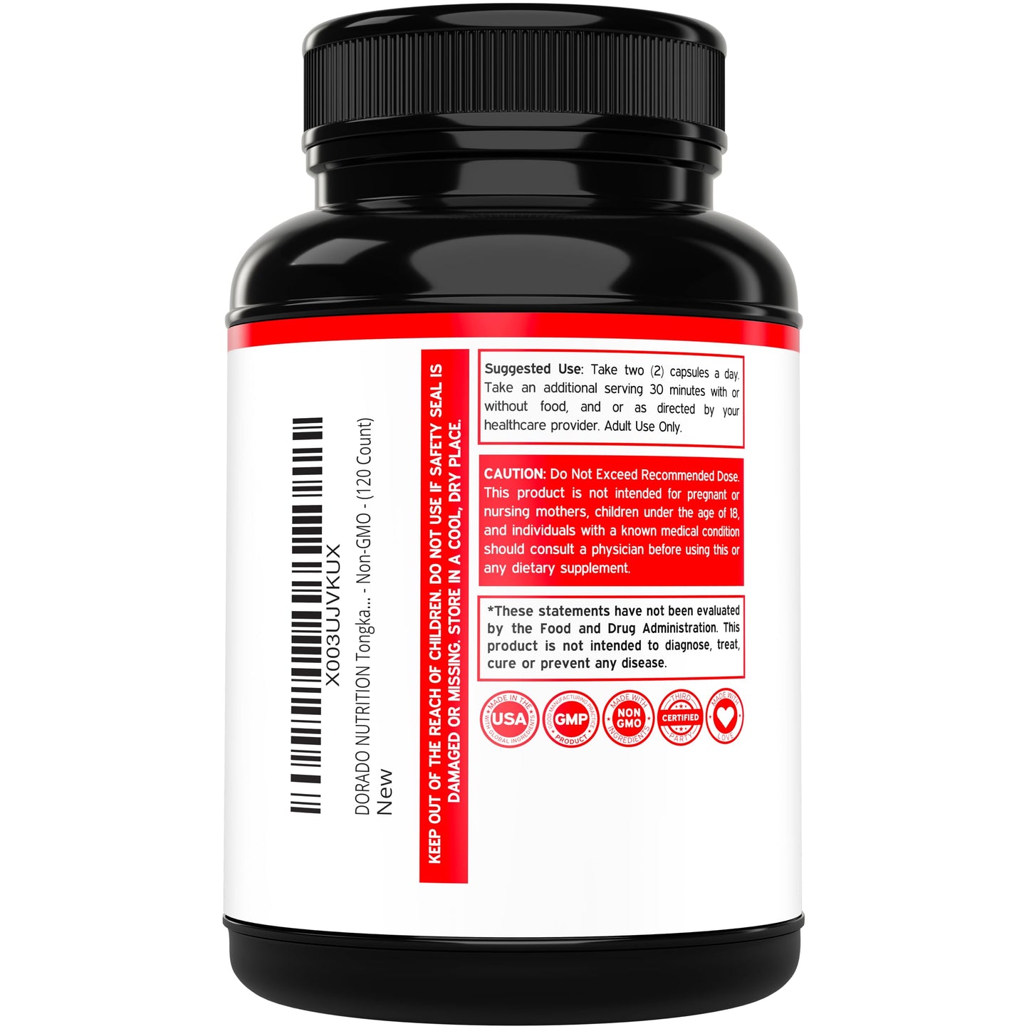 Dorado Nutrition Tongkat Ali For Men 1200mg (200 to 1 Extract) 120 Capsules