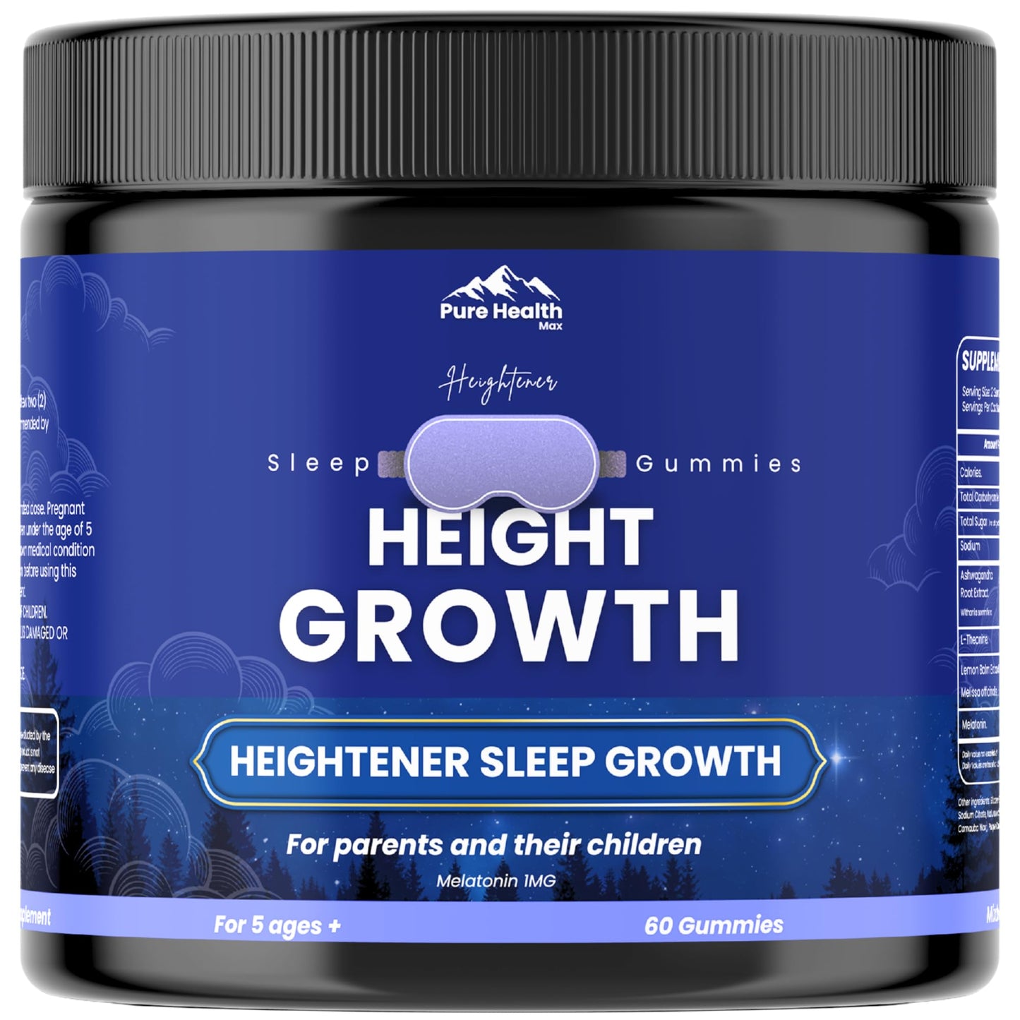 PURE HEALTH MAX Heightener Height Growth Sleep Gummies - Vitamins to Grow Taller for True Height Potential, Natural Height Booster Increase Supplement for Kids and Adults | Calcium & Melatonin Multivitamin, 60 Gummies