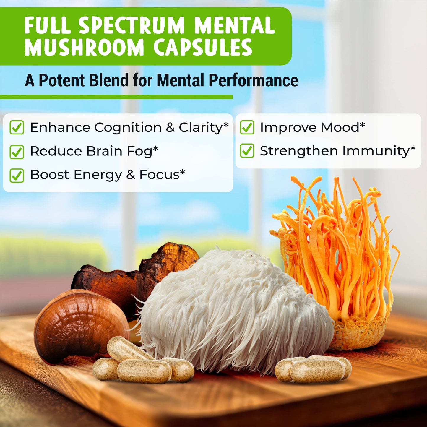 Maju Superfoods MENTAL Mushroom Capsules 90 Count