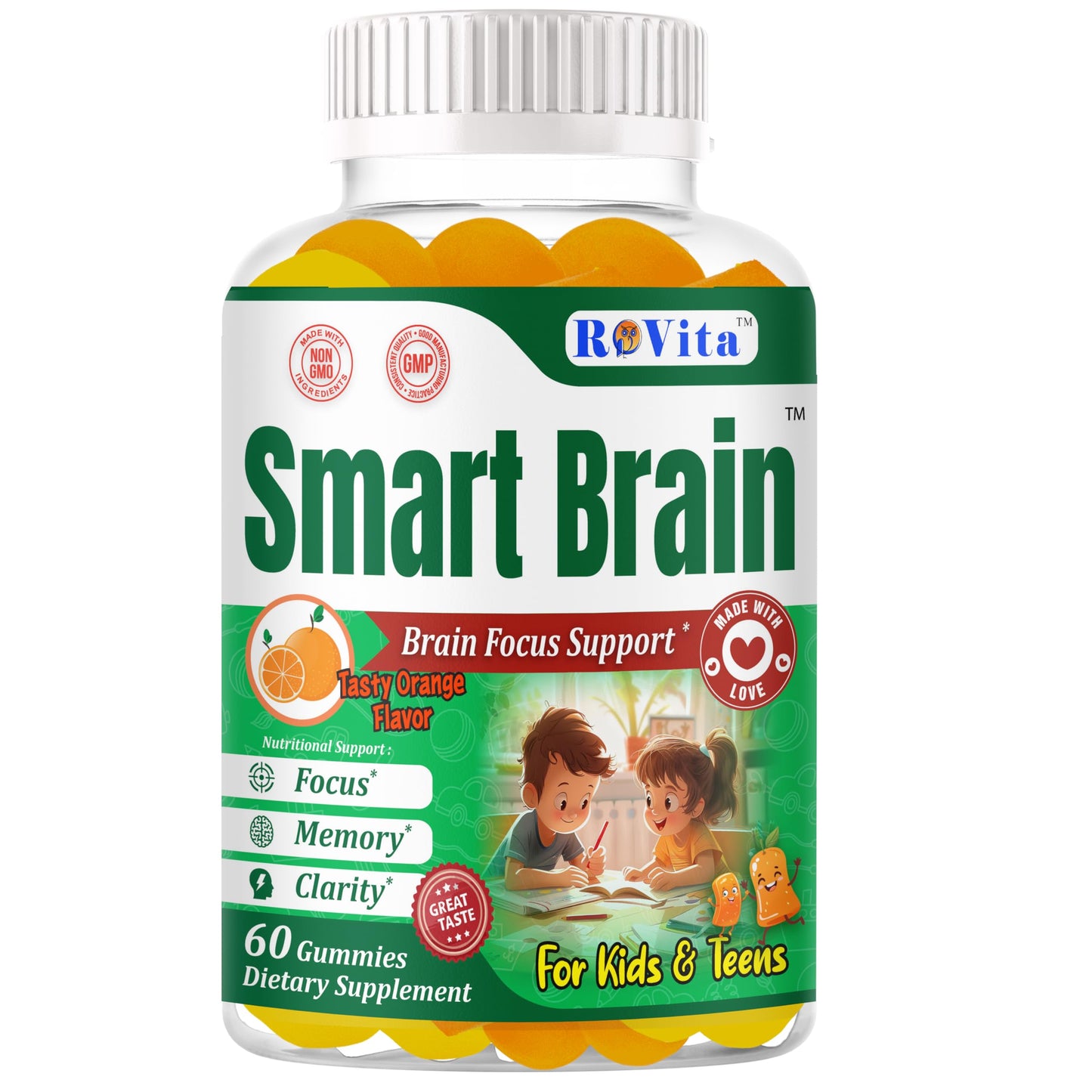ROVita Smart Brain Kids Omega-3 DHA Gummies, 60 Gummies