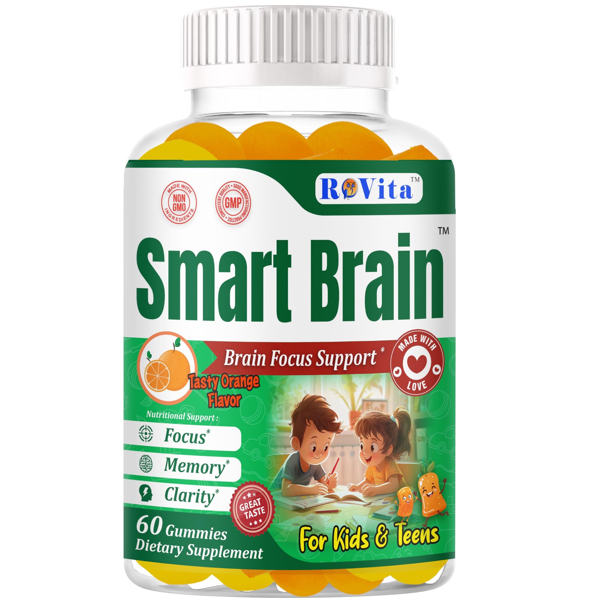 ROVita Smart Brain Kids Omega-3 DHA Gummies, 60 Gummies