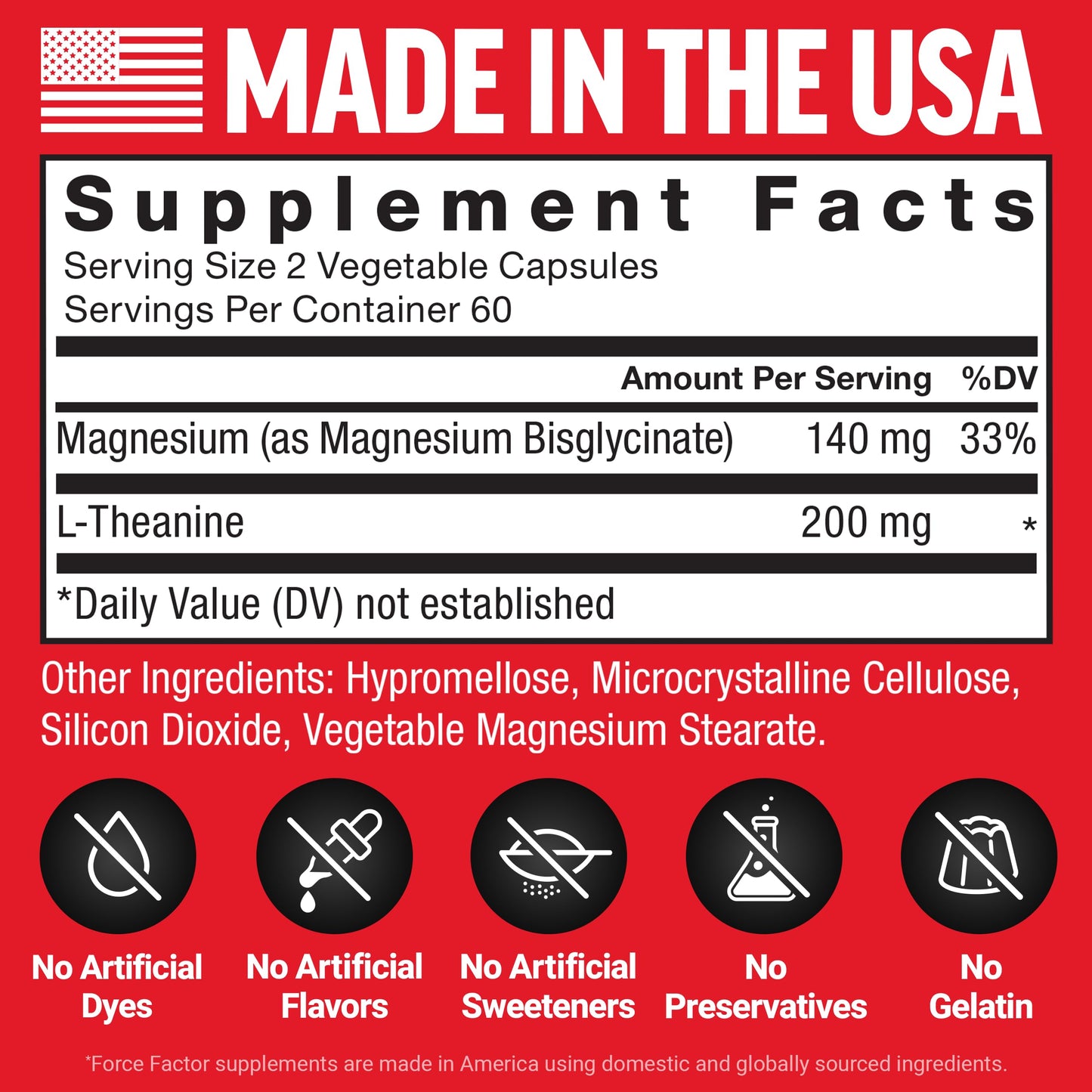Force Factor Magnesium + L-Theanine Magnesium Bisglycinate Supplement, Capsules, 120 Count