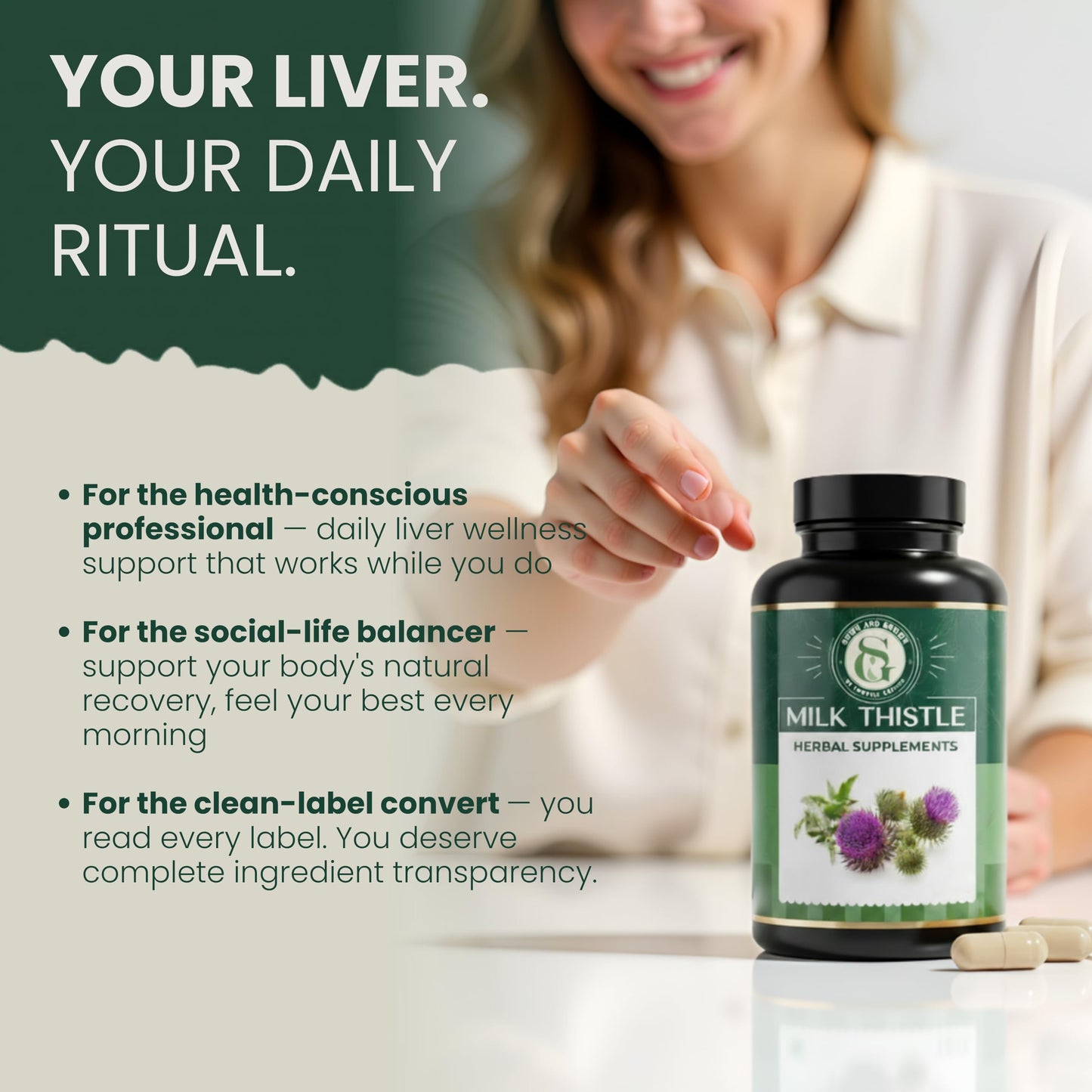 Sownandgrown Milk Thistle 250mg Concentrated Extract with Silymarin – High Potency Liver Cleanse Detox & Support Supplement – 60 Capsules