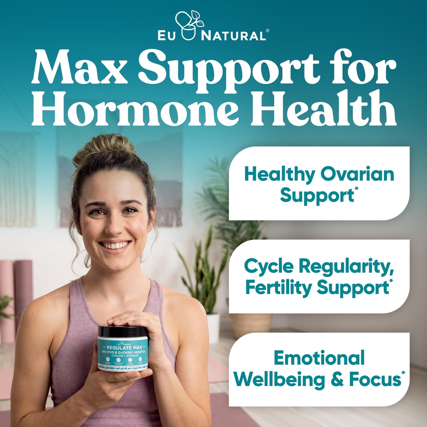 Eu Natural Inositol Powder, Myo & D-Chiro Inositol 40:1 for Women, 60 Servings