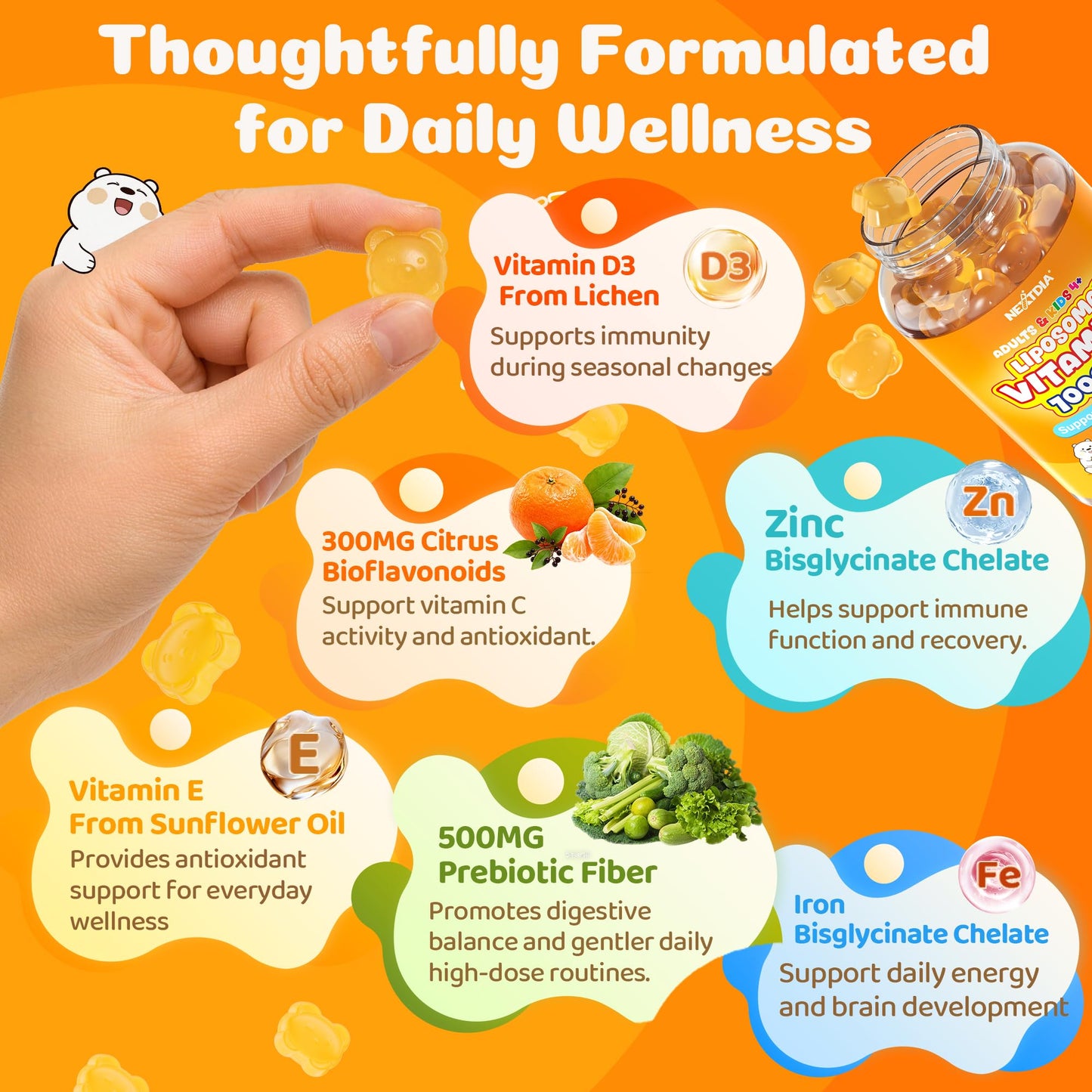 Nextdia Liposomal Vitamin C Gummies, Sugar Free, 120 Gummies