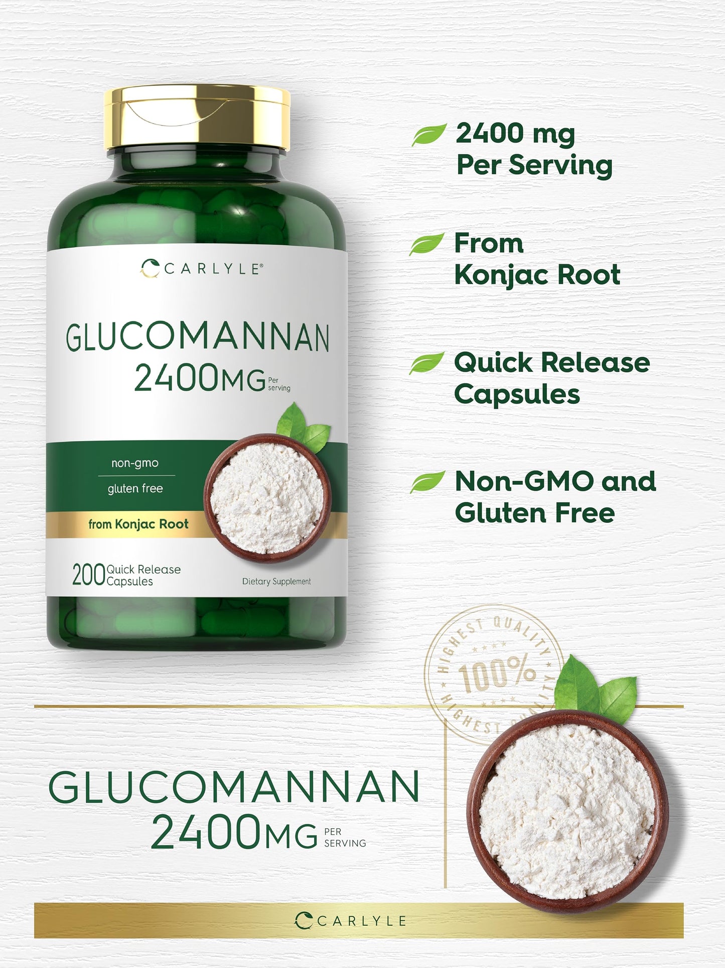 Carlyle Glucomannan Capsules, 200 Count