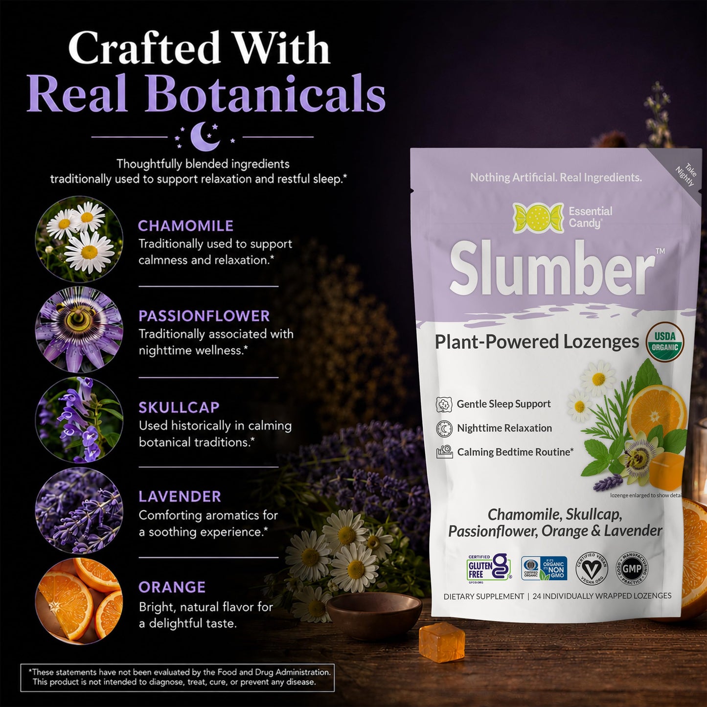 Essential Candy Slumber Blend Organic Lozenges 24 Count