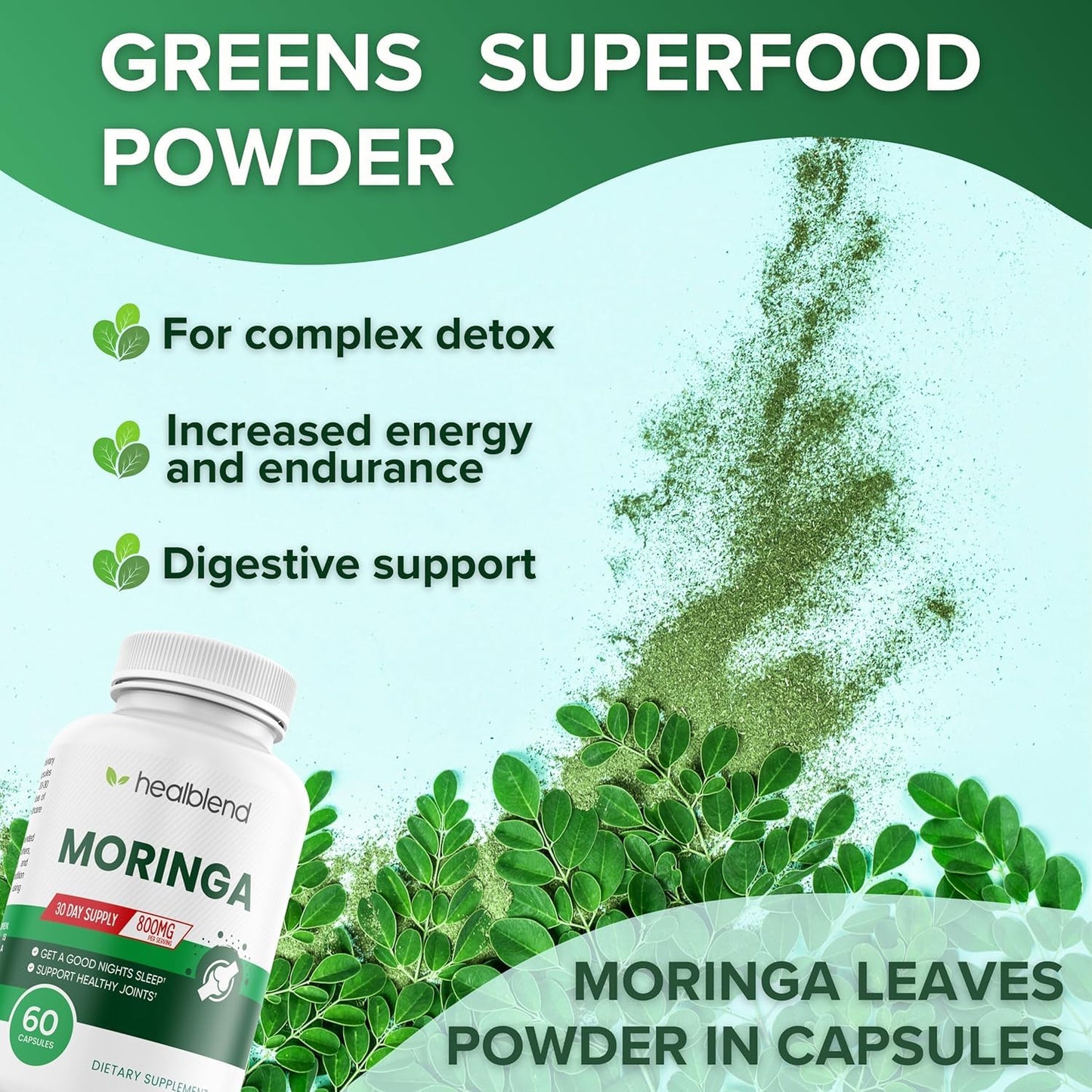 healblend Moringa Oleifera Leaf Powder Capsules, 60 Capsules