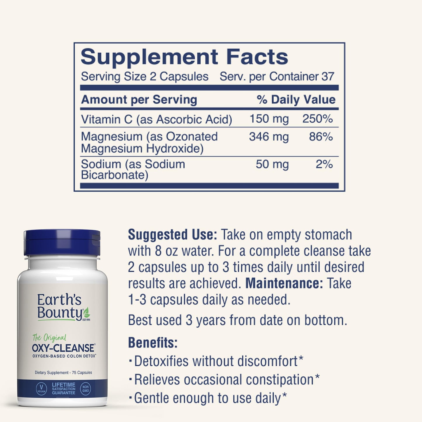 Earth's Bounty Oxy-Cleanse Colon Conditioner Capsules 150 Count
