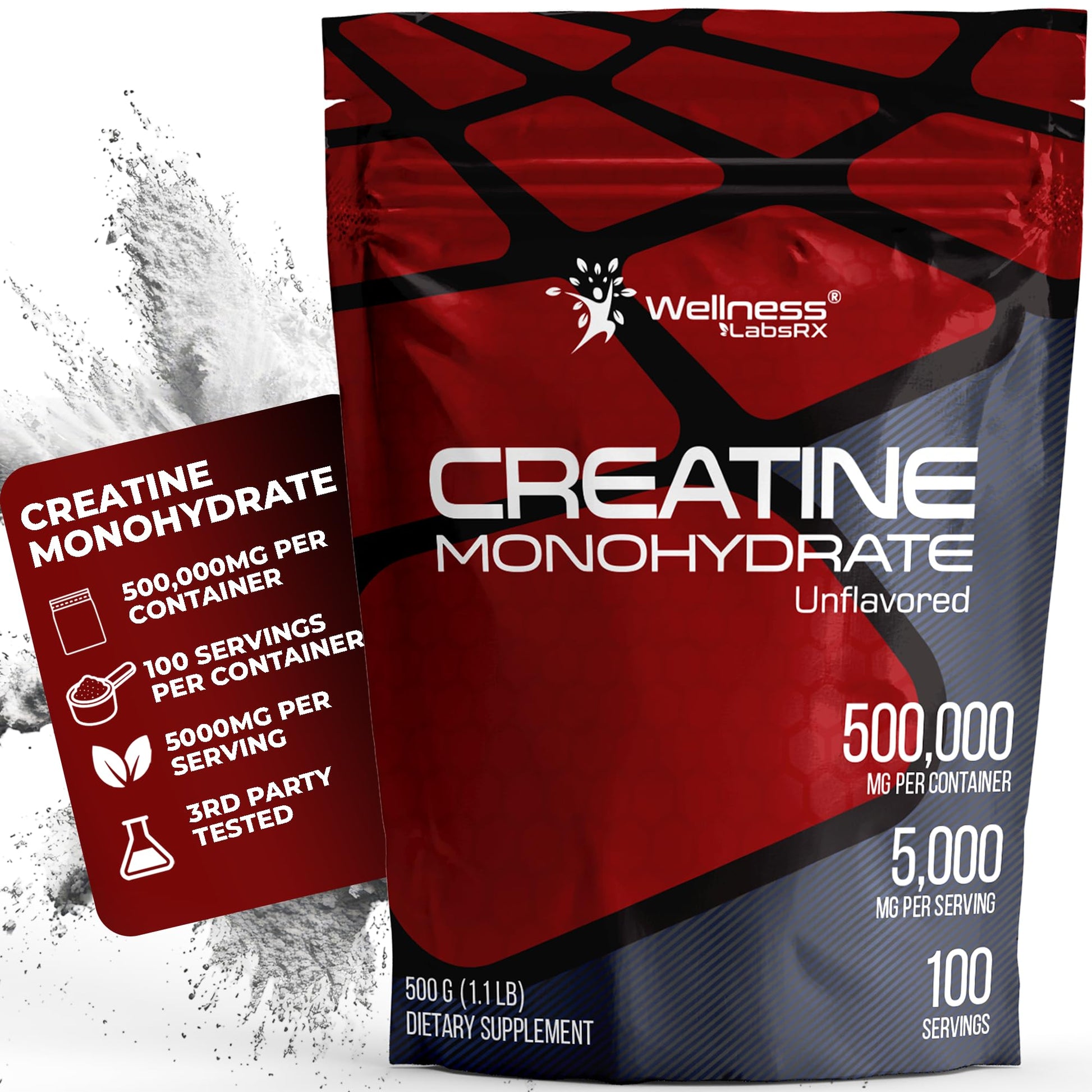 WELLNESS LABSRX Creatine Monohydrate Powder, 17.6 oz