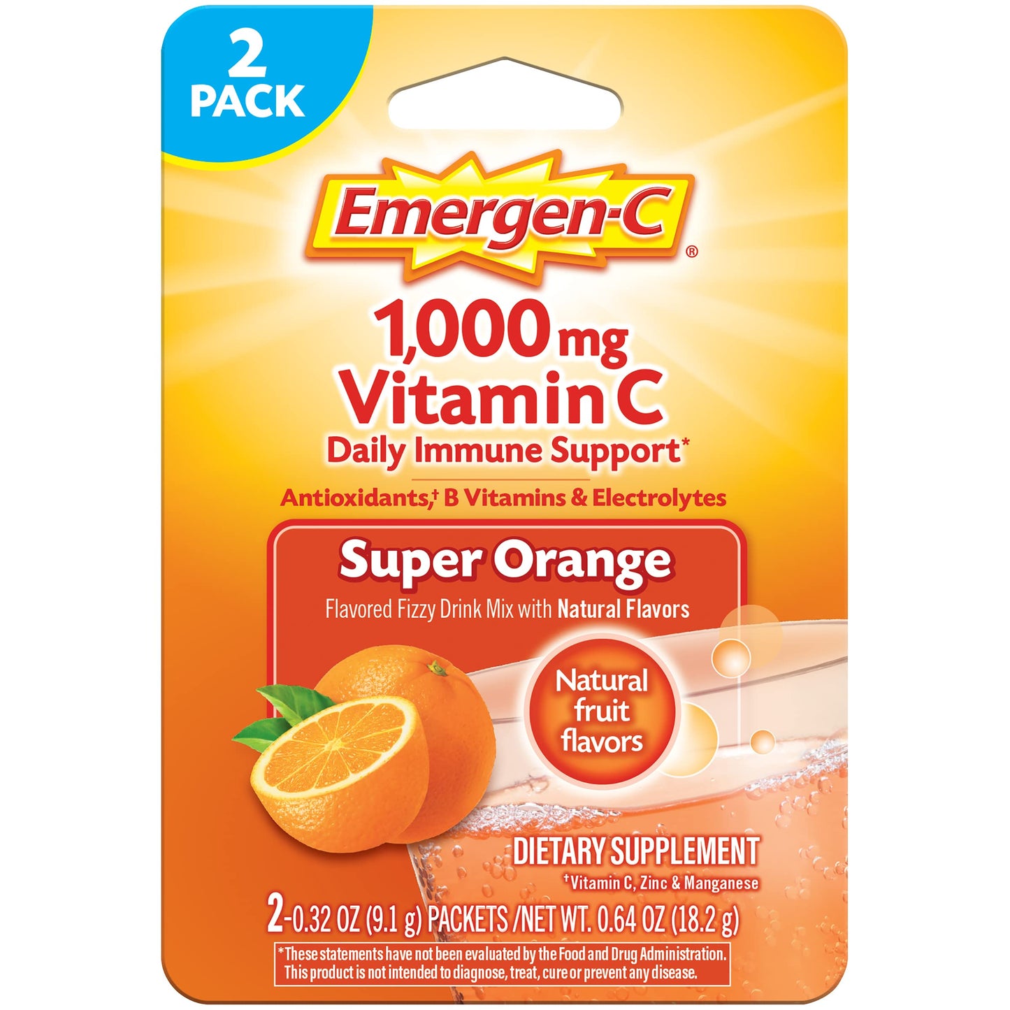 Emergen-C 1000mg Vitamin C Immune Support Powder, 0.64 oz