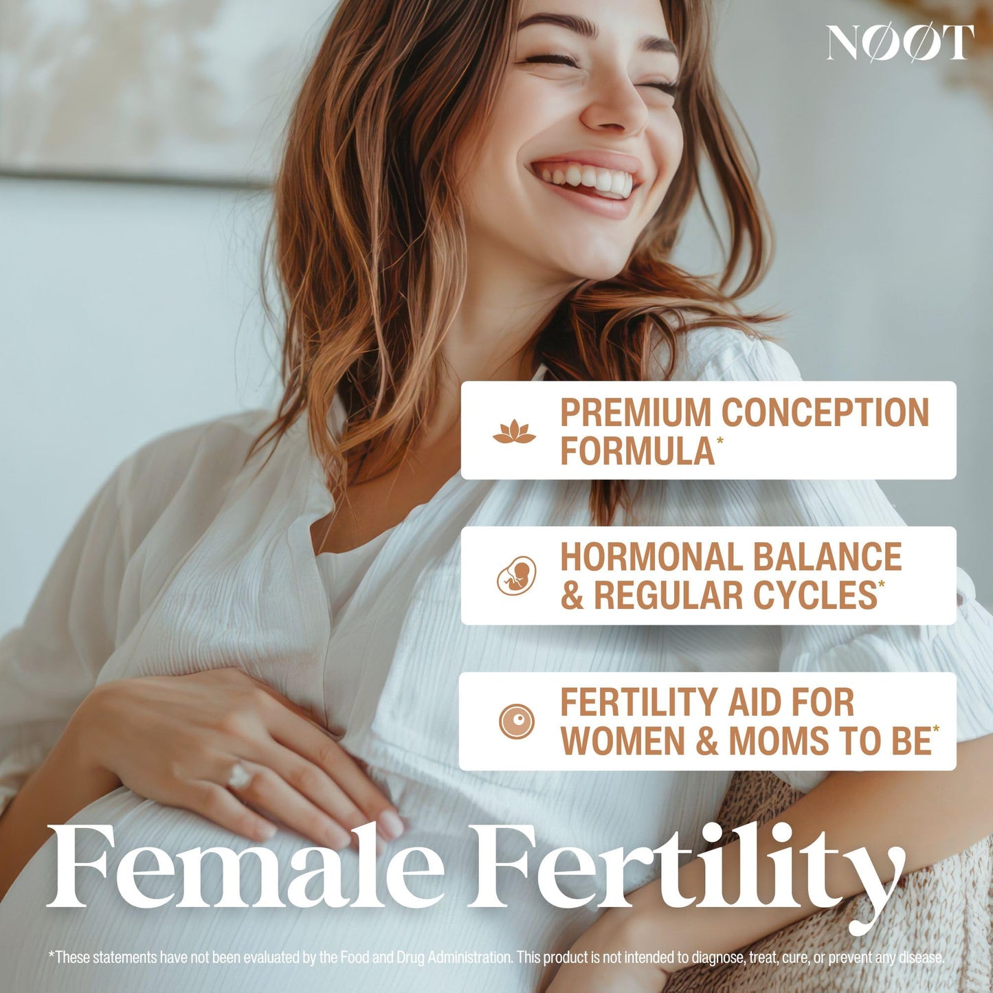 NØØT Conception & Female Fertility Support – Fertility Supplements for Hormonal Balance with Myo-Inositol, D-Chiro Inositol, Shatavari, Vitex & CoQ10, Vegan Formula for Women & Future Moms, 60 Capsules