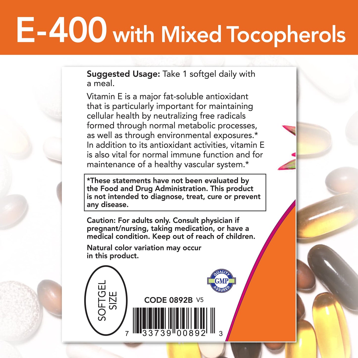 NOW Foods Vitamin E-400 100 Capsules