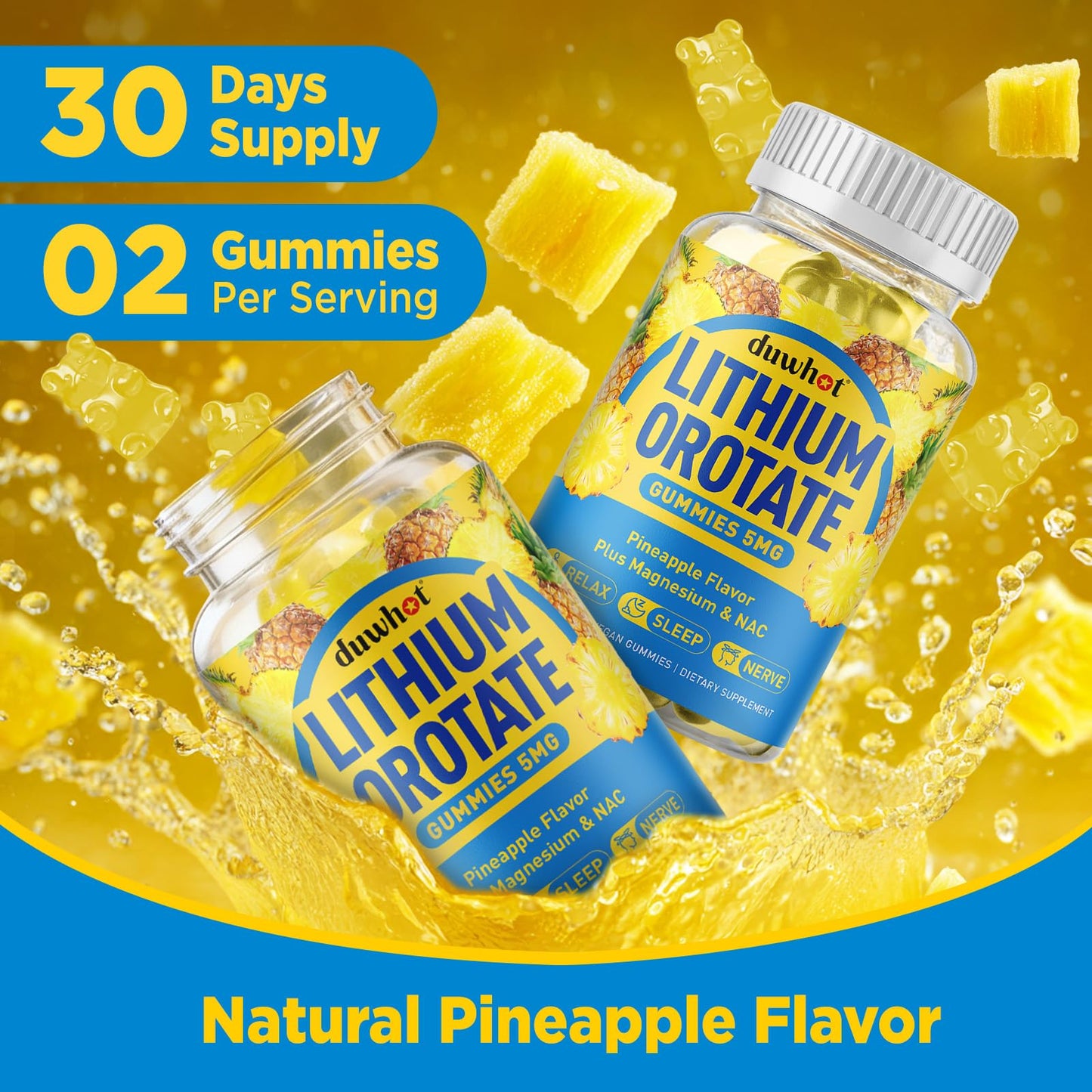 duwhot Lithium Orotate 5mg Gummy, 60 Count