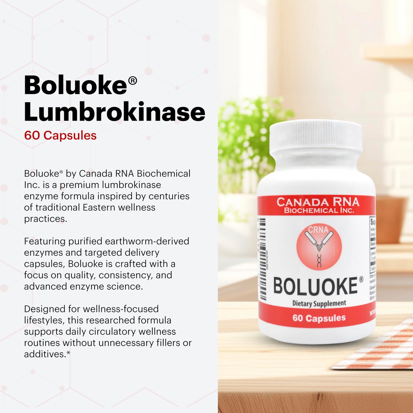 Boluoke RNA Lumbrokinase Enzyme Supplement Capsule, 30 Capsules