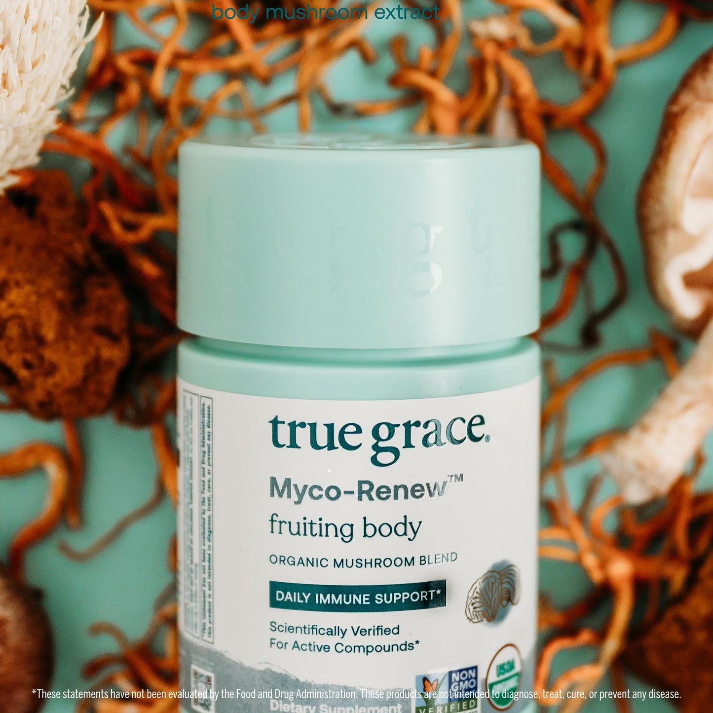 True Grace Mushroom Myco-Renew Blend Daily Immune Support Capsules 60 Count