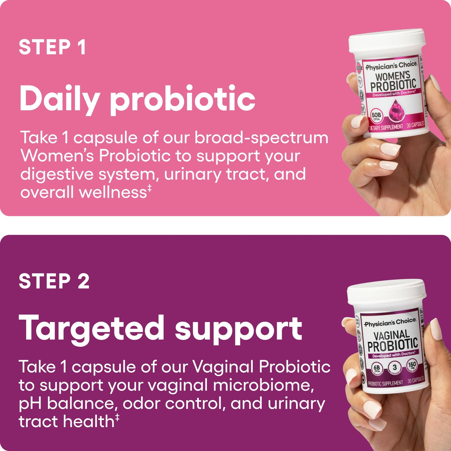 Physician's CHOICE Feminine Power Duo Bundle Vaginal Probiotic + Women's Probiotic Capsules, 60 Count