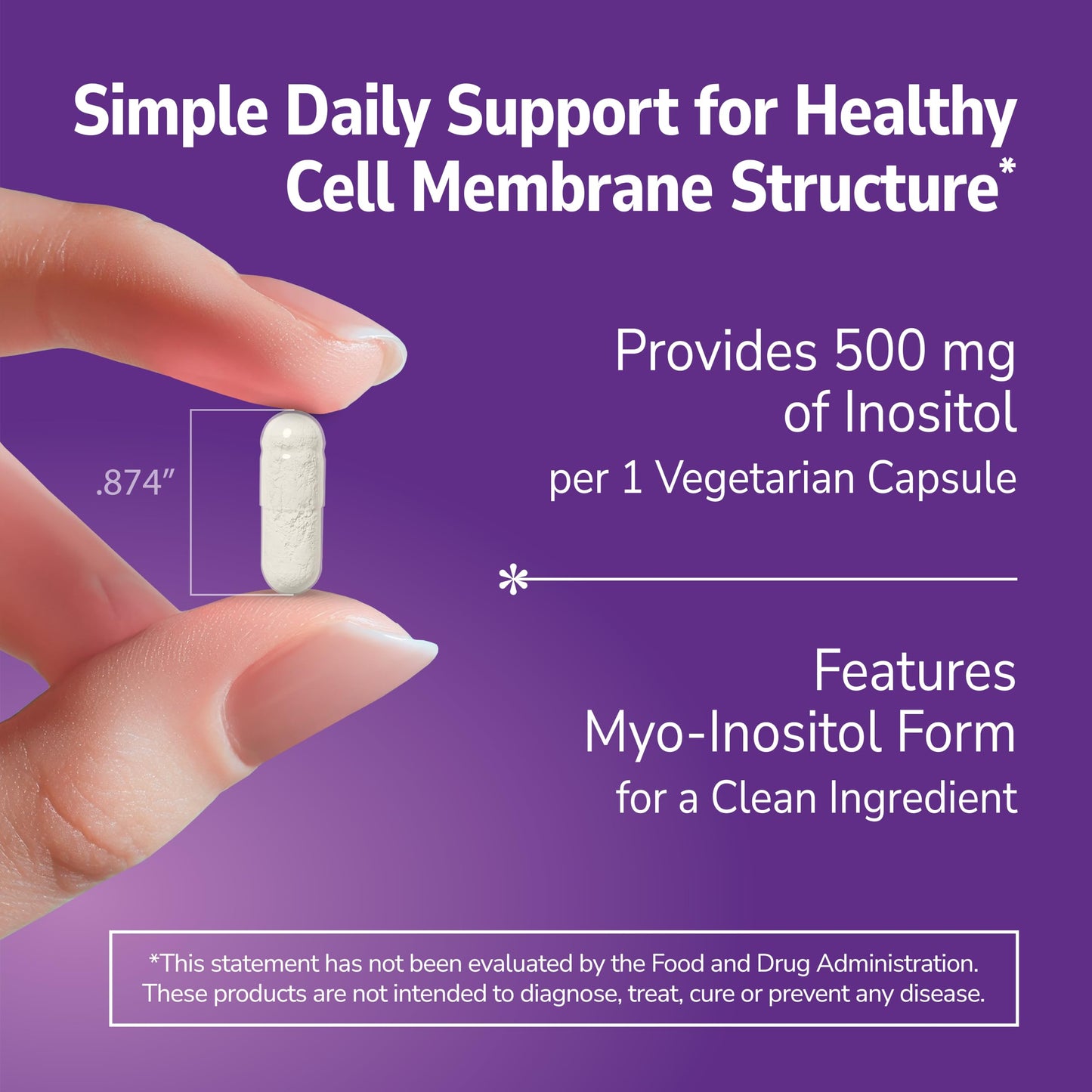 21st Century Inositol 500mg Myo-Inositol, Vegan Capsules, 100 Count