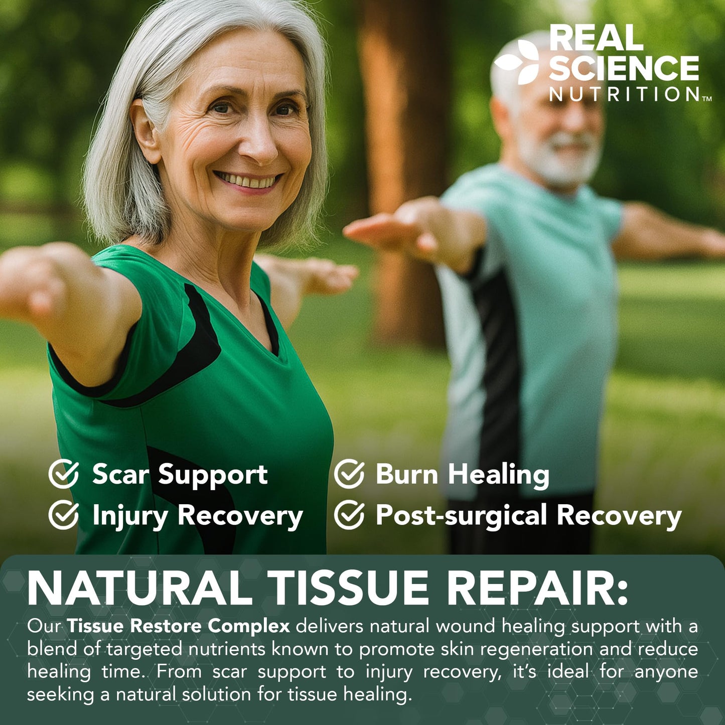 Real Science Nutrition Tissue Restore Complex Circulation & Tissue Health Support with Nitric Oxide, Vitamins C, D, K, B6 & B12 Cellular & Skin Wellness Supplement 60 Capsules